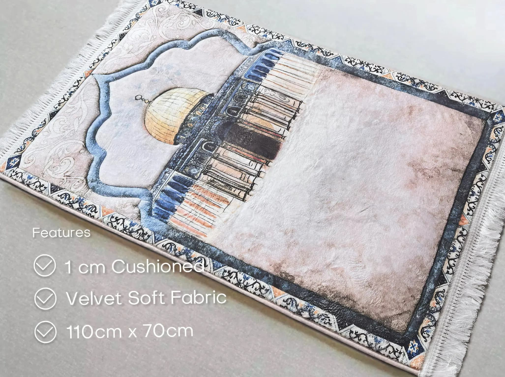 Al Aqsa Design Prayer Mat | Velvety Soft, Padded Islamic Gift - image 4