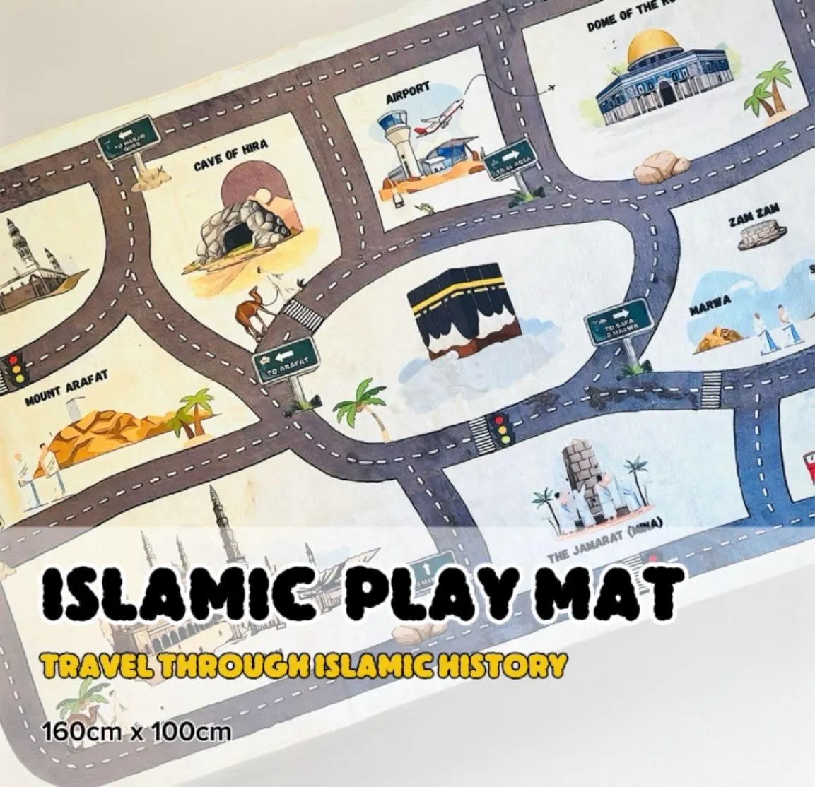 Kids Islamic Play Mat Educational Game Soft Carpet Cars Islam Gift Ramadhan Eid Gift Baby Gift