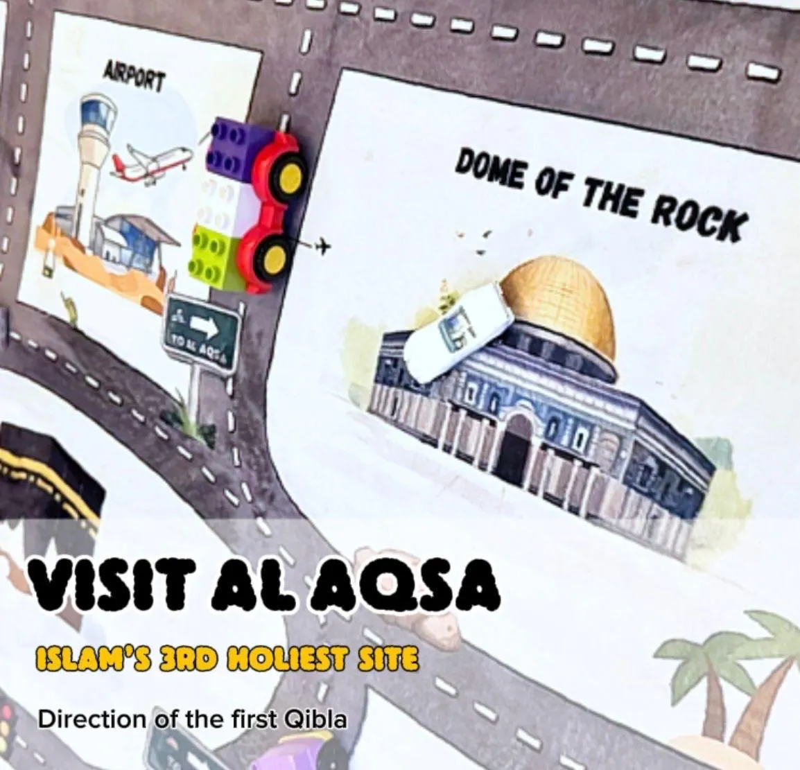 Kids Islamic Play Mat Educational Game Soft Carpet Cars Islam Gift Ramadhan Eid Gift Baby Gift - image 3