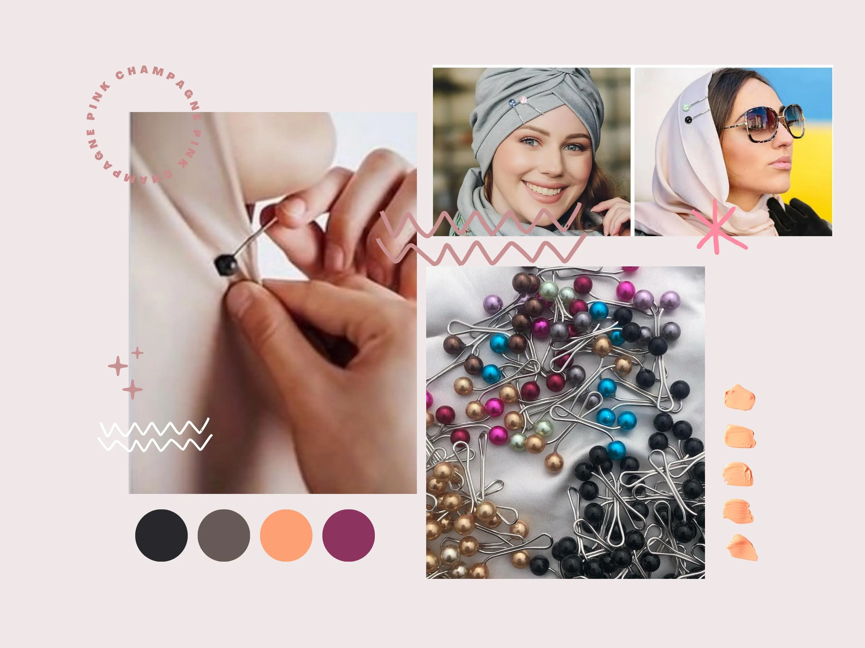 Hijab Pins, Grip Pins, Colorful slide Pins Hijab Faux Pearl Pins Snag free Turkish Hijab Pins pack of 10 - image 3