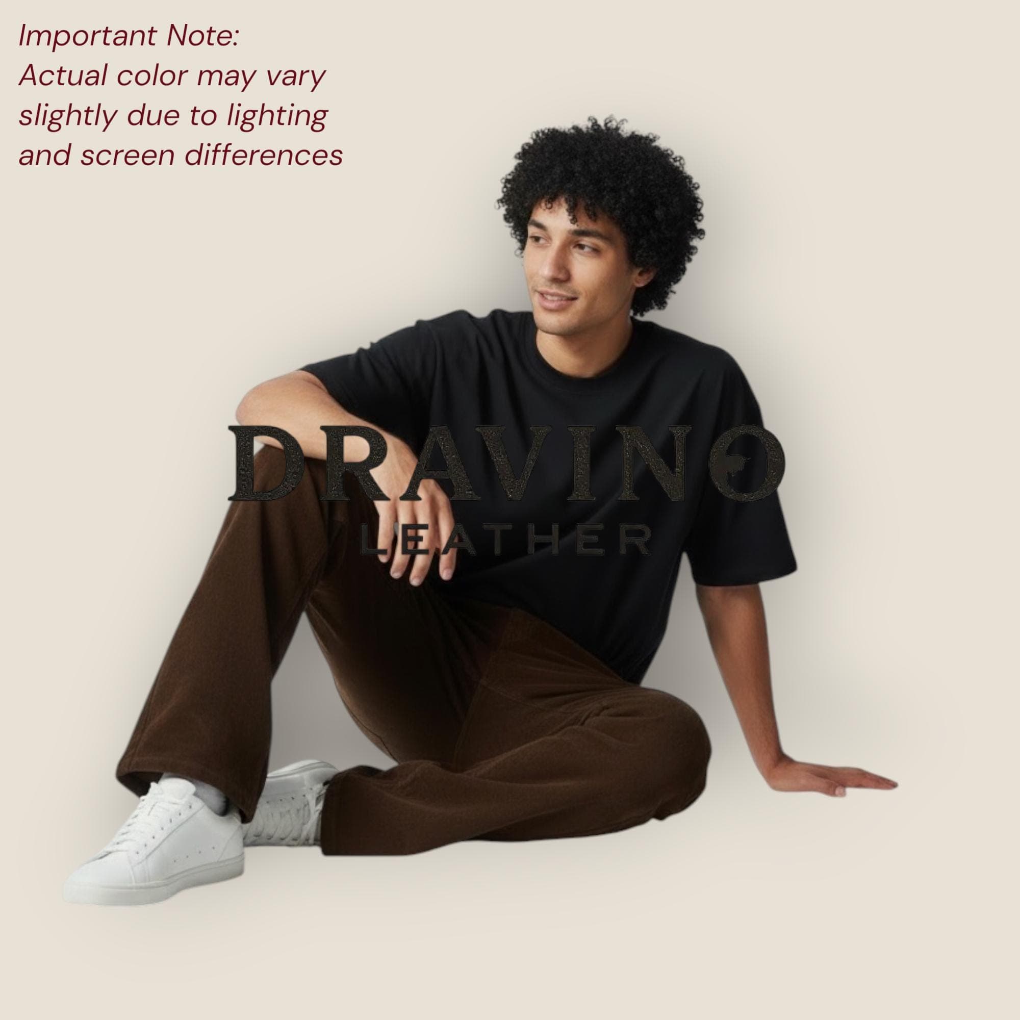 Brown Suede Leather Pants Men Gothic Amiri Embroidery Slim Fit - image 4