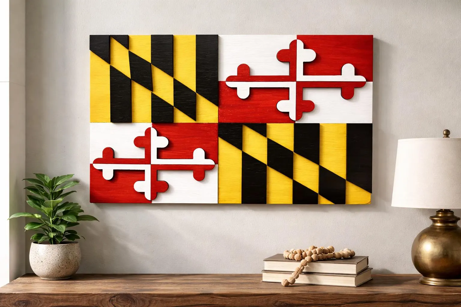 Maryland State Flag Wood Wall Art | Handcrafted Layered 3D Wooden Decor - image 4