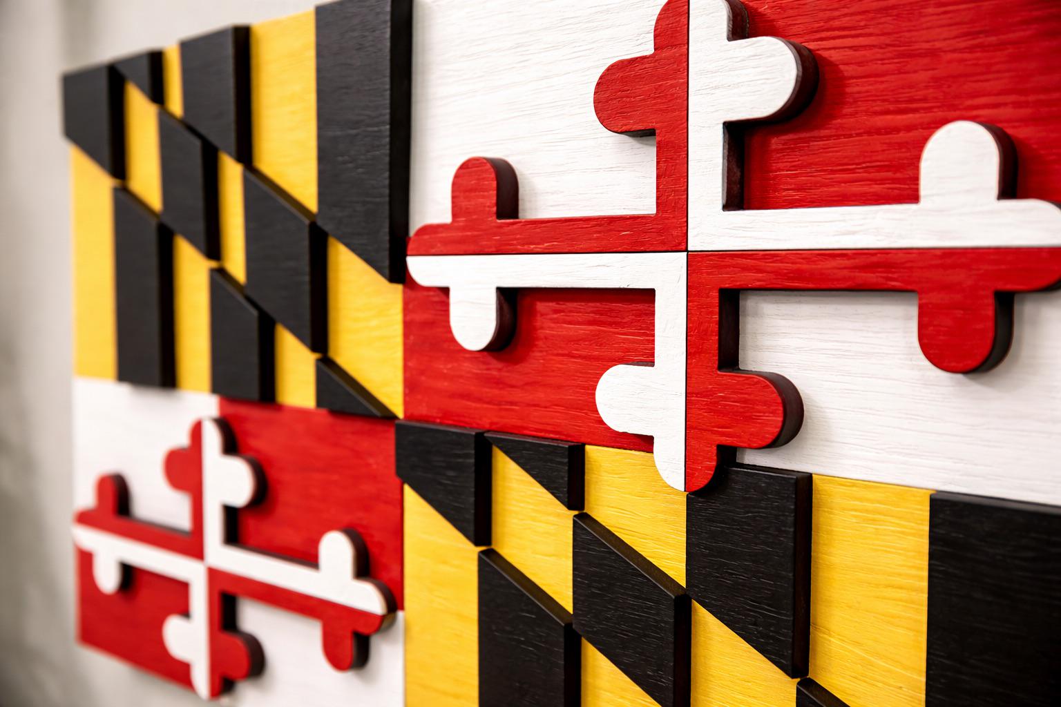 Maryland State Flag Wood Wall Art | Handcrafted Layered 3D Wooden Decor - image 5
