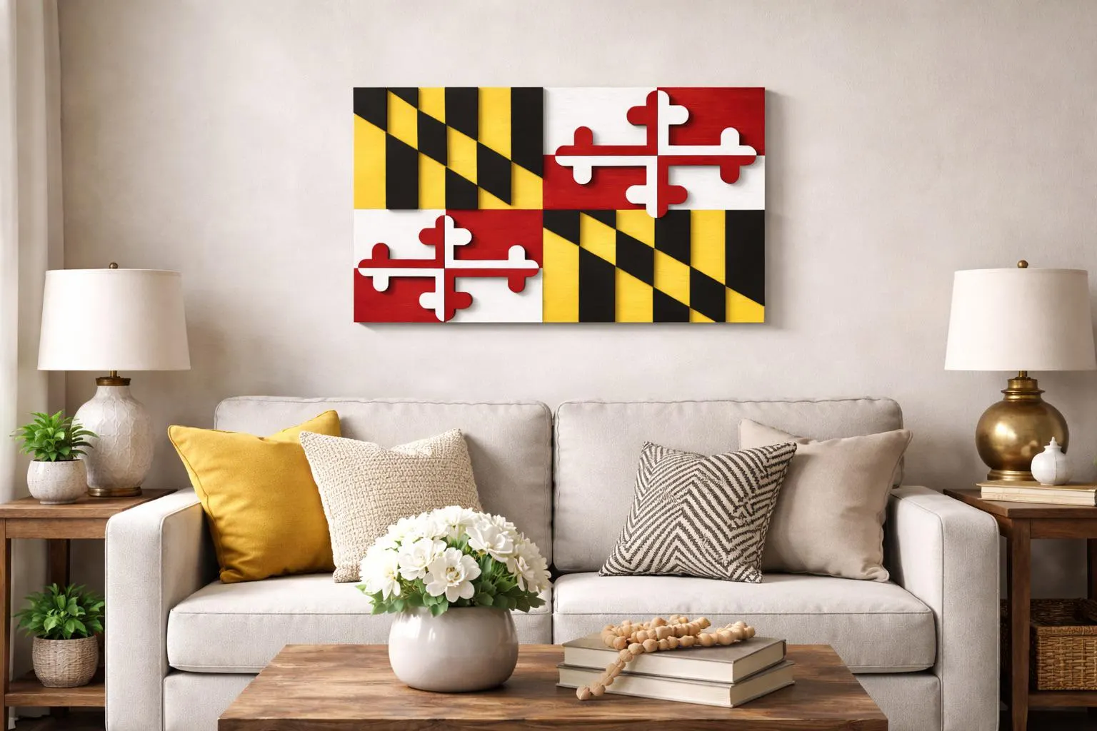 Maryland State Flag Wood Wall Art | Handcrafted Layered 3D Wooden Decor - image 3