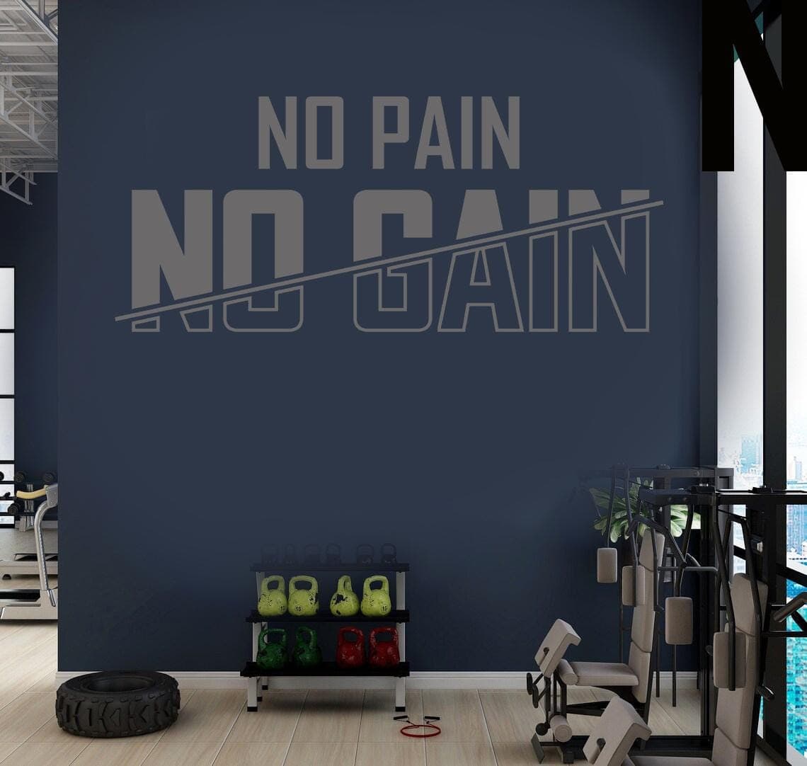 No Pain No Gain Vinyl Wall Decal | Gym Motivation Quote Wall Sticker  NPNG - image 3