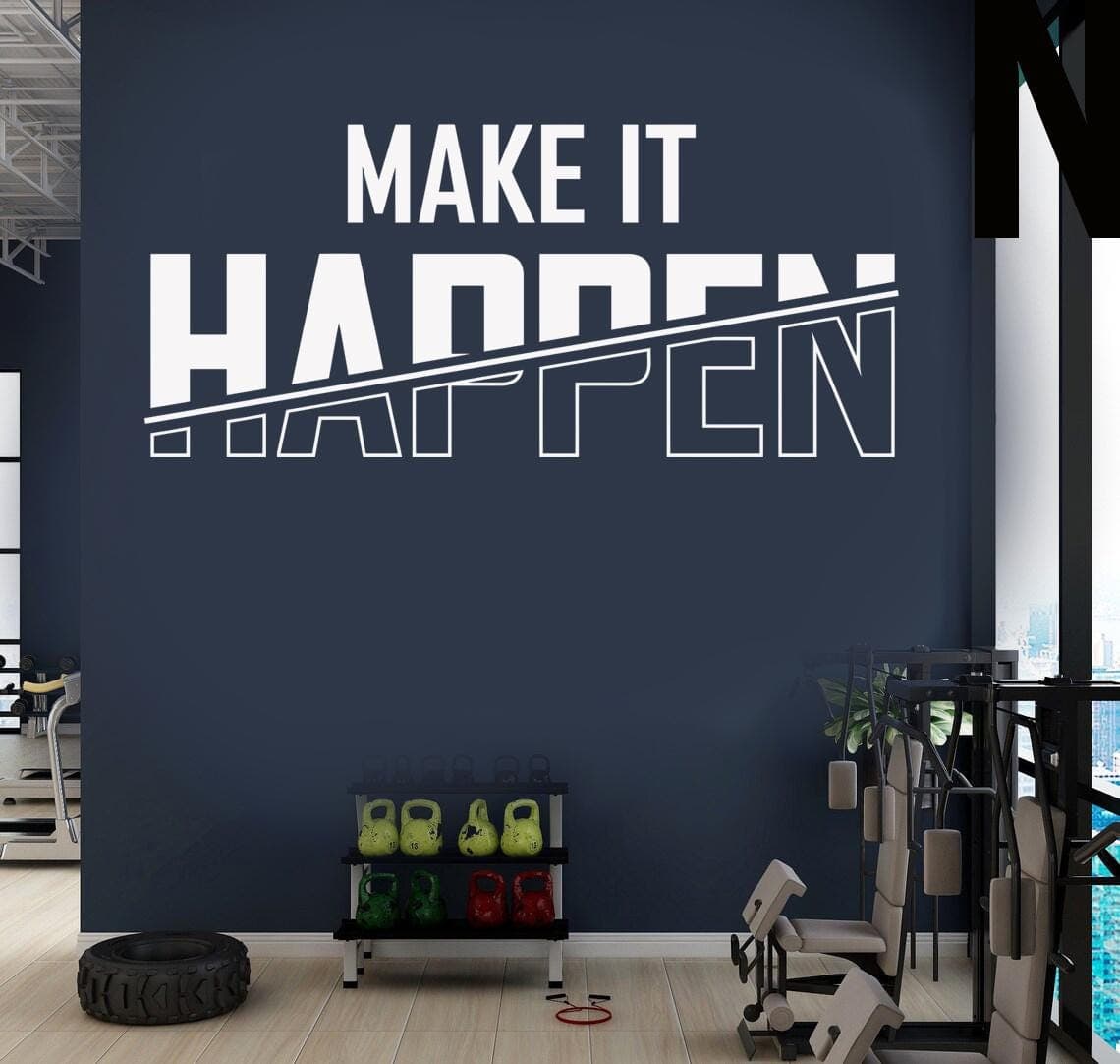 Make It Happen Wall Sticker | Gym Motivational Quote Decal | Home Gym Wall Art | Fitness Vinyl Wall Decor | Workout Room Inspiration Sign - image 3
