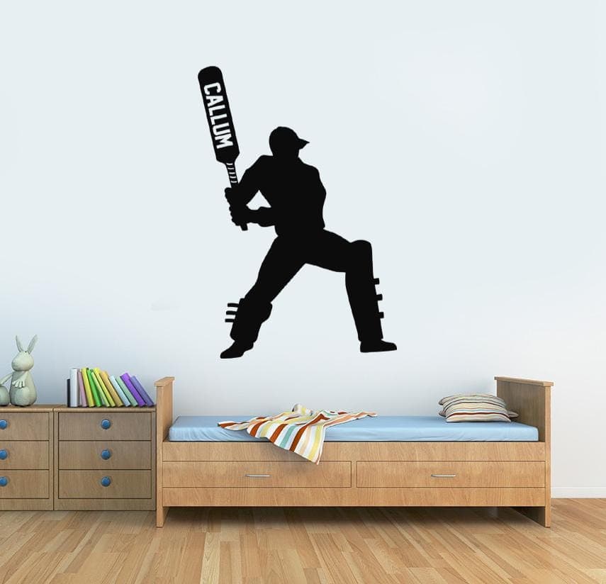 Personalised Cricket Wall Sticker | Custom Name Cricket Batsman Decal | Boys Bedroom Sports Wall Art | Cricket Player Vinyl Decor C1 - image 4