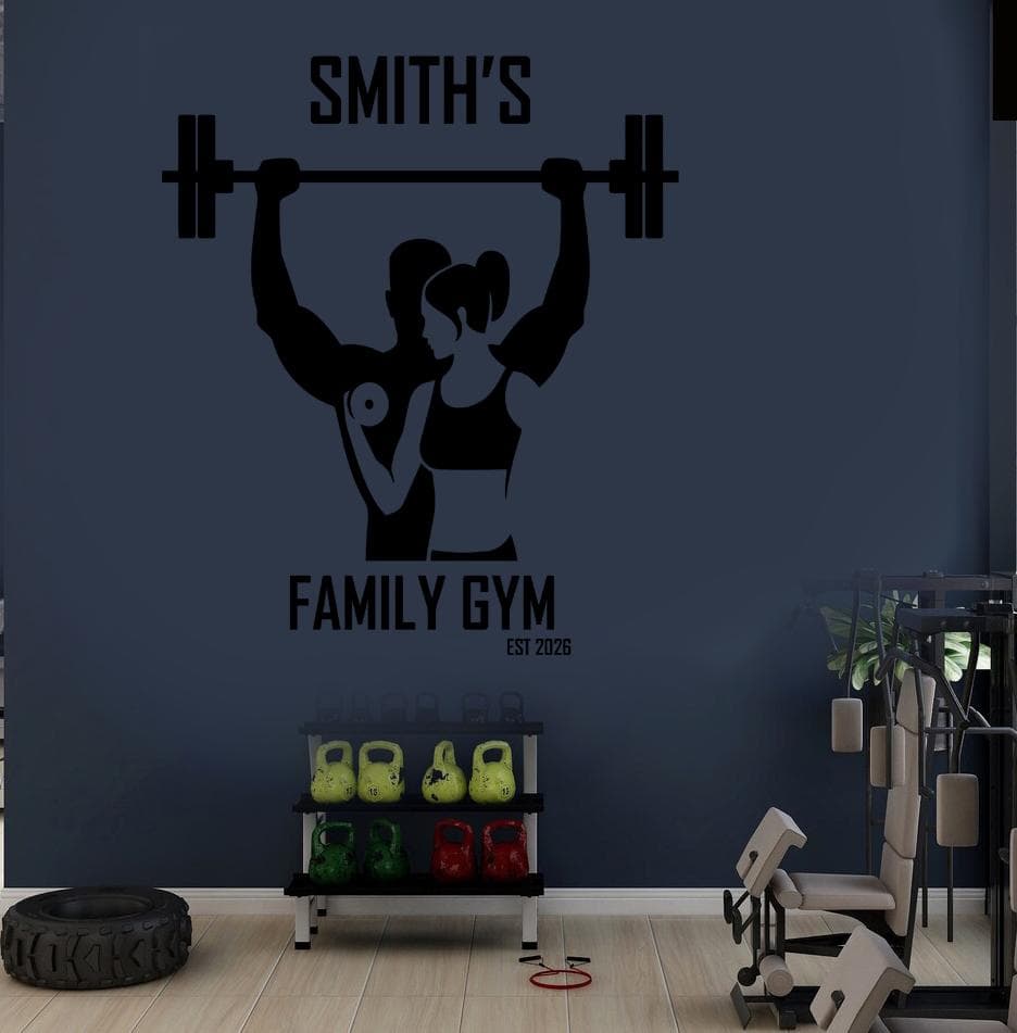 Personalised Family Gym Wall Sticker | Custom Family Name Fitness Decal | Home Gym Vinyl Wall Art | Garage Gym Decor | Workout Room Sign - image 5