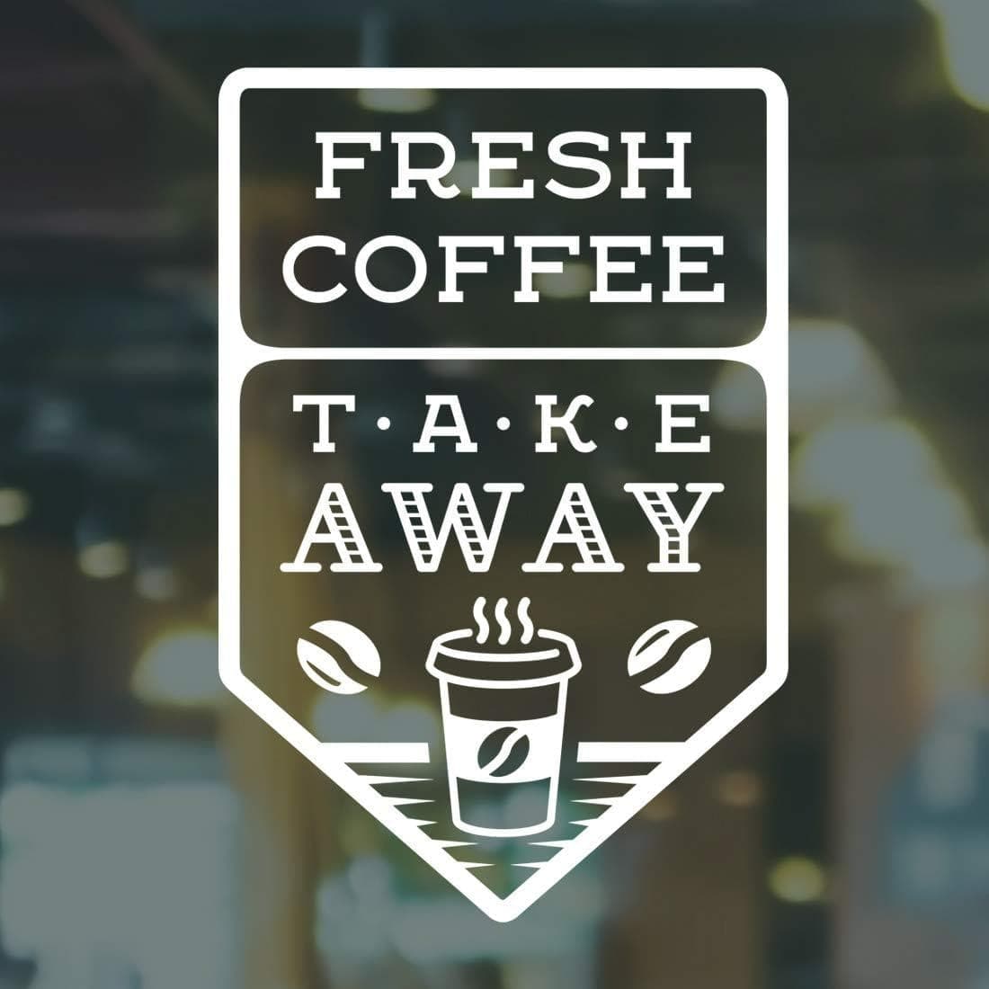 Fresh Coffee Take Away Vinyl Window Decal | Cafe Barista Sign