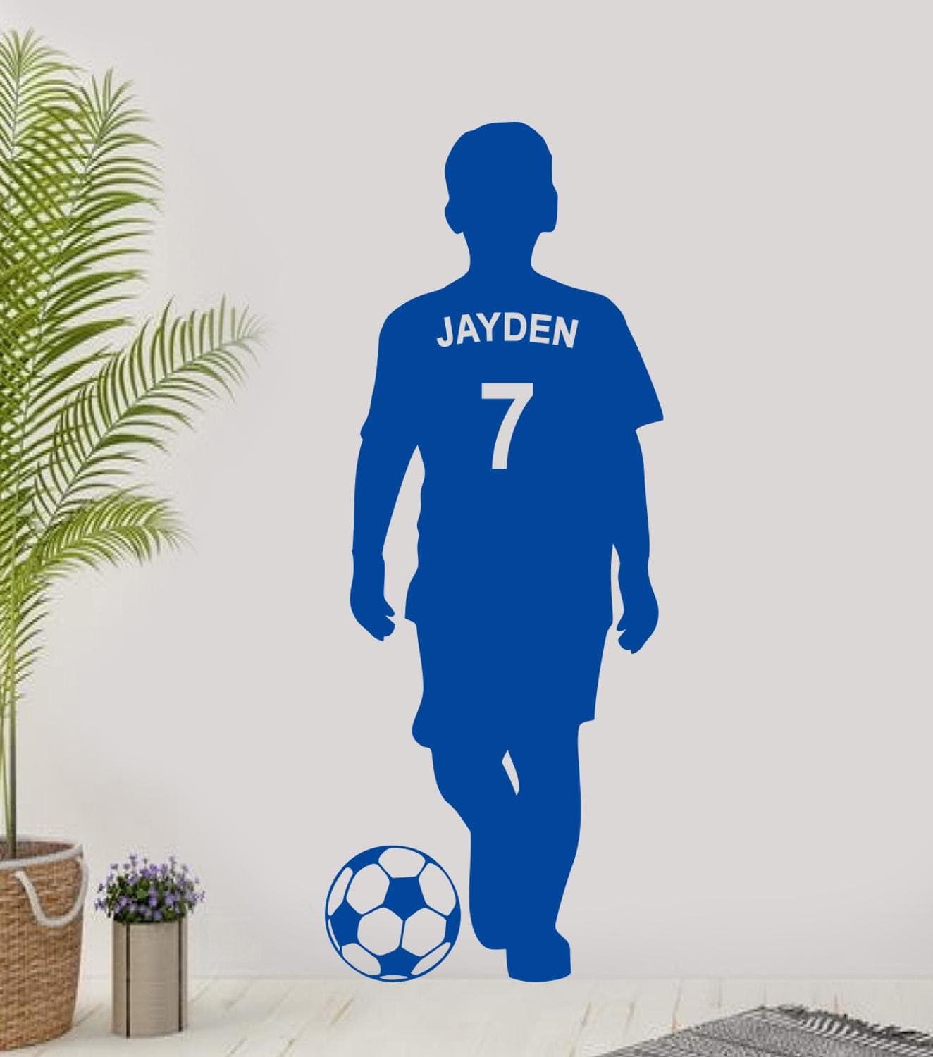 Personalised Football Wall Decal | Custom Name & Number, Kids Room Decor FB1 - image 3
