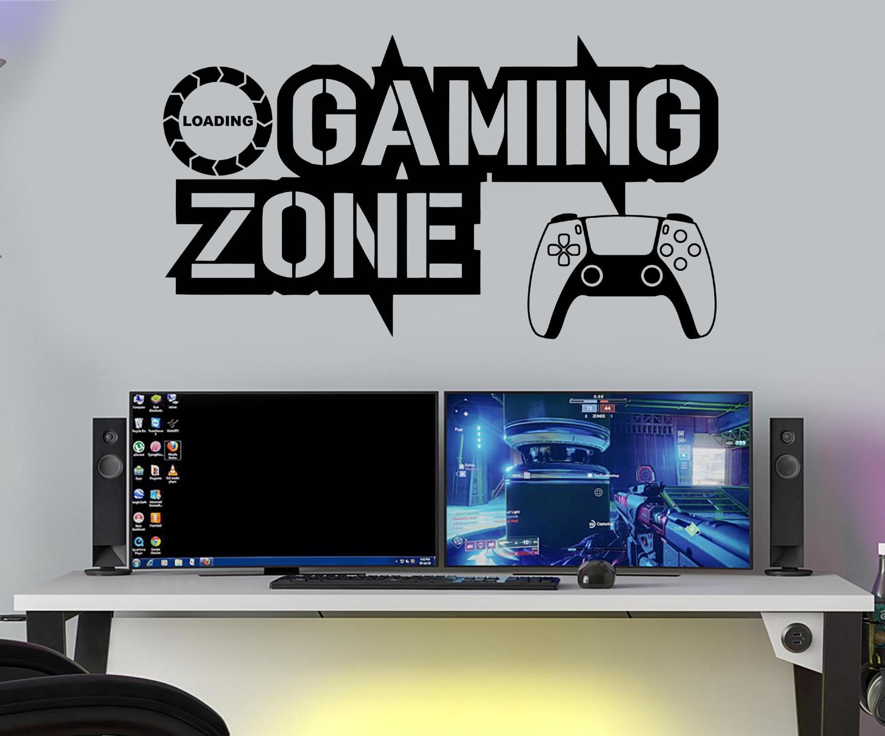 Gaming Zone Wall Decal | Controller, Loading Icon, Gamer Room Decor PSL