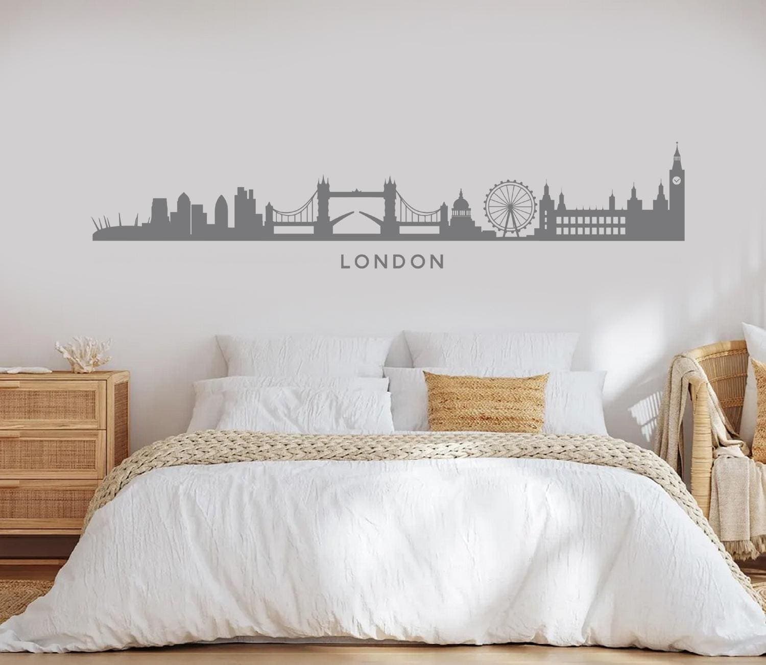 London Skyline Wall Sticker | Palace of Westminster Big Ben St Paul’s Cathedral London Eye Tower Bridge Gherkin Decal | Landmark Silhouette - image 3