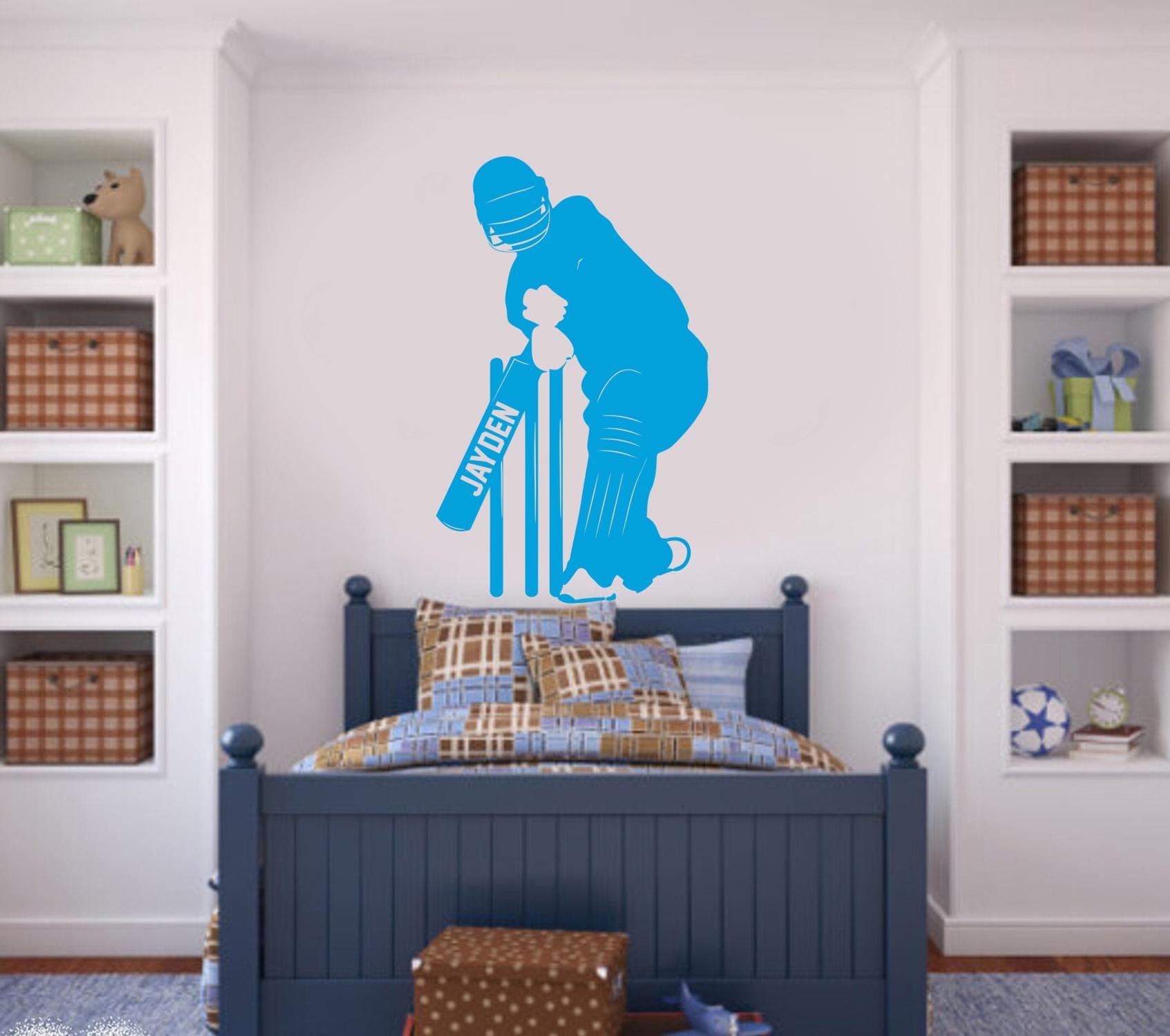 Personalised Cricket Wall Sticker | Custom Name Cricket Batsman Decal | Boys Bedroom Sports Wall Art | Cricket Player Vinyl Decor - image 4