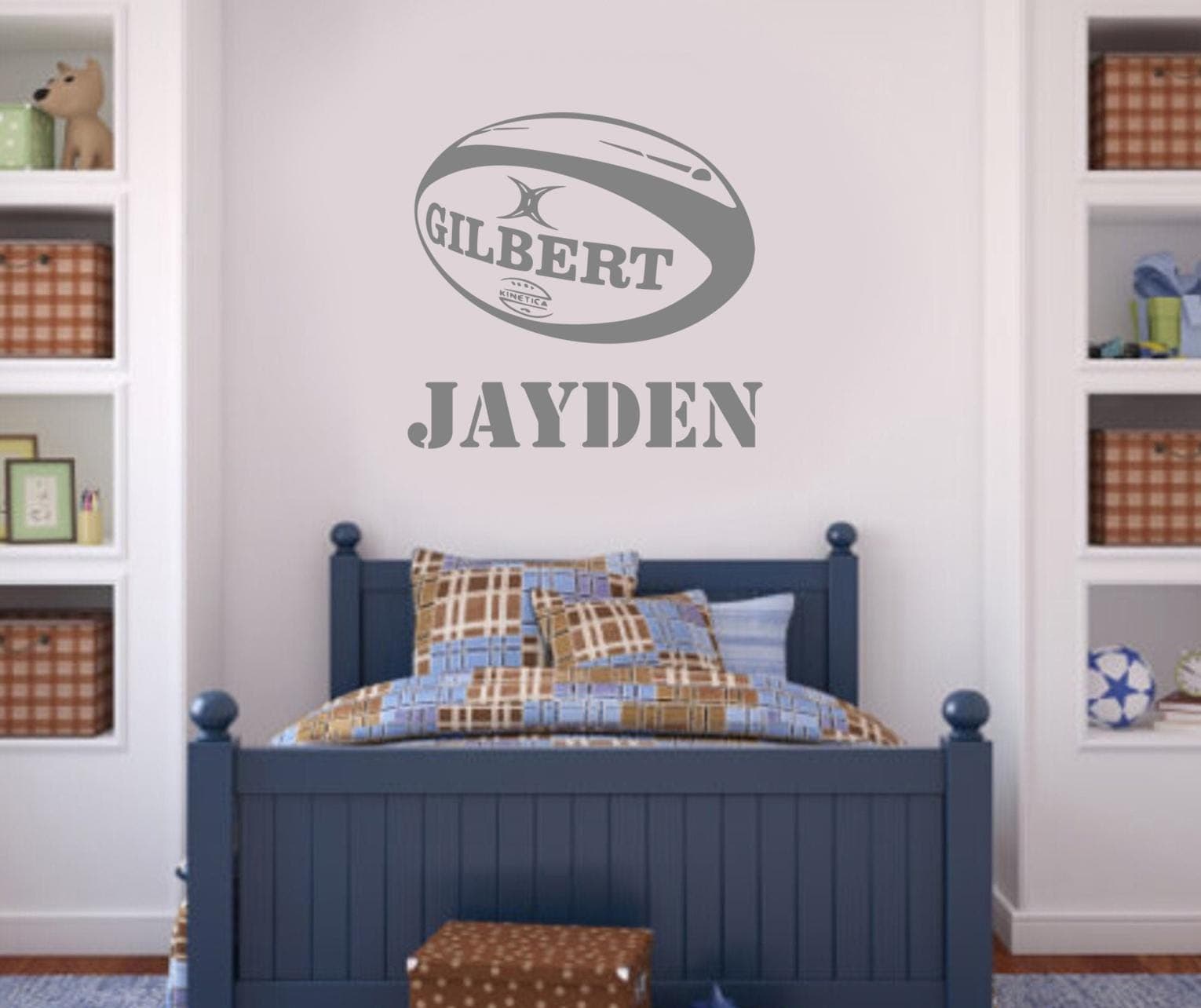 Personalised Rugby Wall Sticker | Custom Name Rugby Ball Decal | Boys Sports Bedroom Wall Art | Rugby Vinyl Wall Decor - image 4