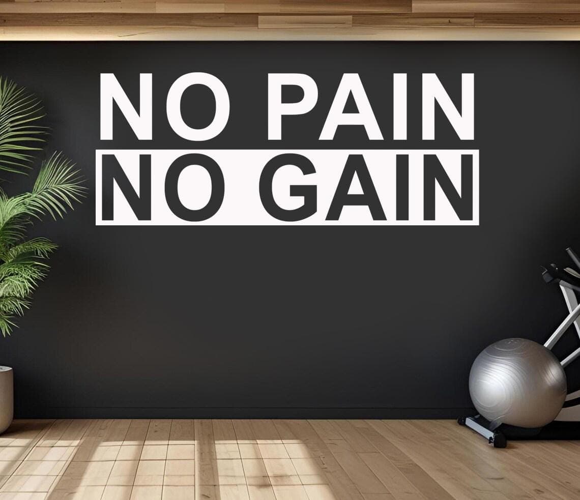 No Pain No Gain Wall Decal – Gym Quote Sticker – Fitness Motivation Vinyl – Home Gym Wall Art – Workout Inspiration Decor