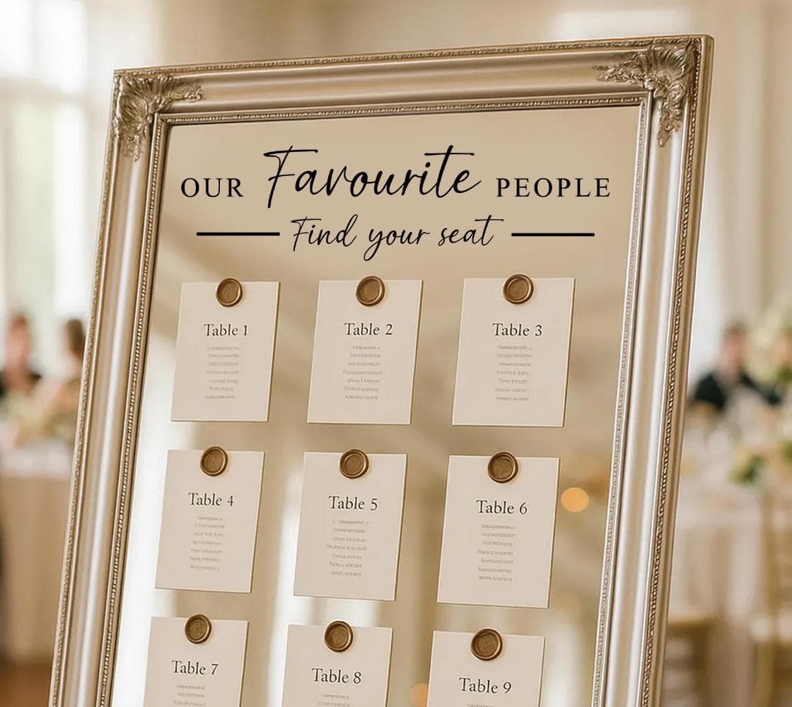 Wedding Seating Plan Mirror Decal:Reception Sign, Vinyl Sticker - image 3