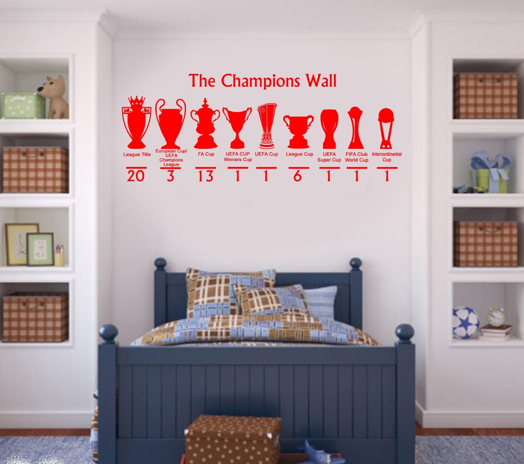 Manchester Red The Champions Wall Sticker | Football Trophy Wall Decal | Supporter Wall Art | Sports Bedroom Decor - image 4