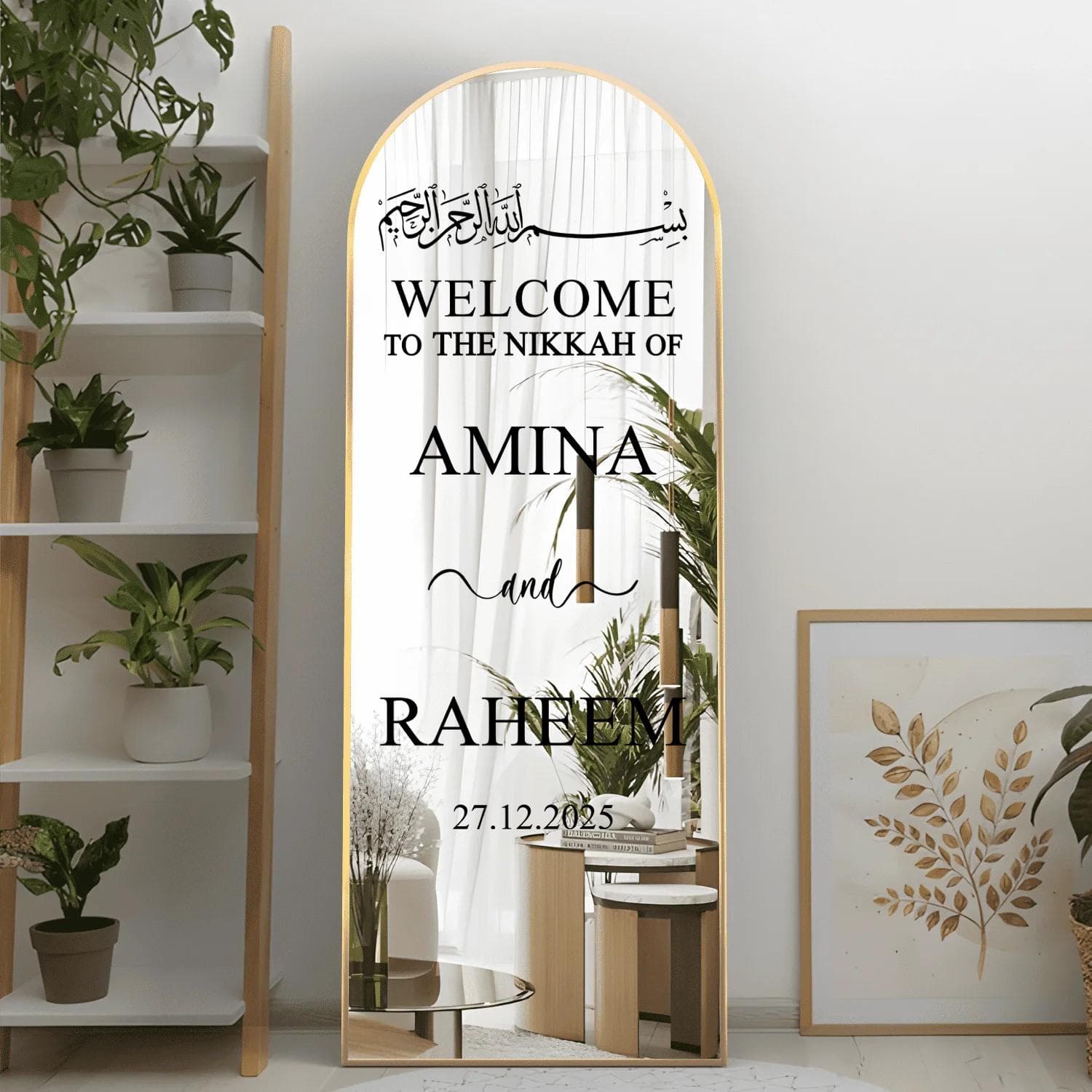 Personalized Islamic Wedding Mirror Sign Sticker: Elegant Vinyl Nikkah Decal - image 3