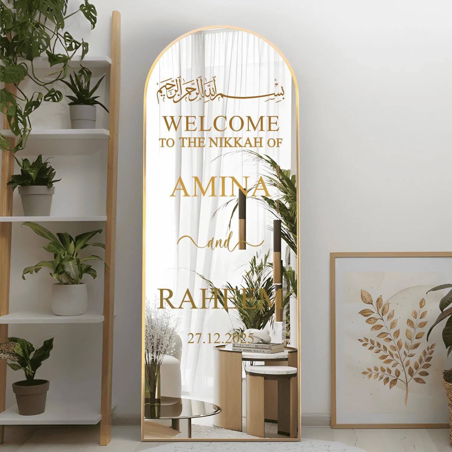 Personalized Islamic Wedding Mirror Sign Sticker: Elegant Vinyl Nikkah Decal - image 4