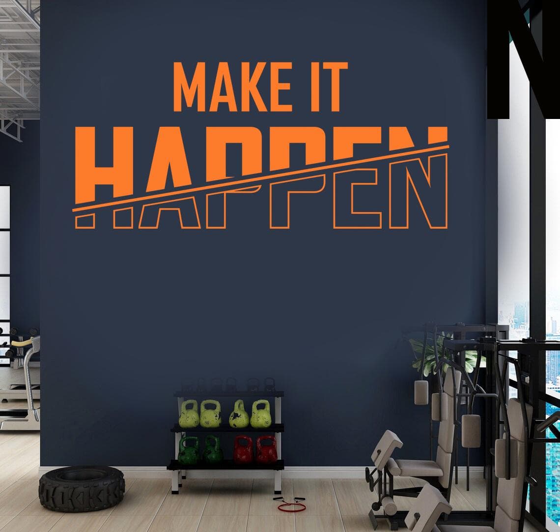 Make It Happen Wall Sticker | Gym Motivational Quote Decal | Home Gym Wall Art | Fitness Vinyl Wall Decor | Workout Room Inspiration Sign - image 5