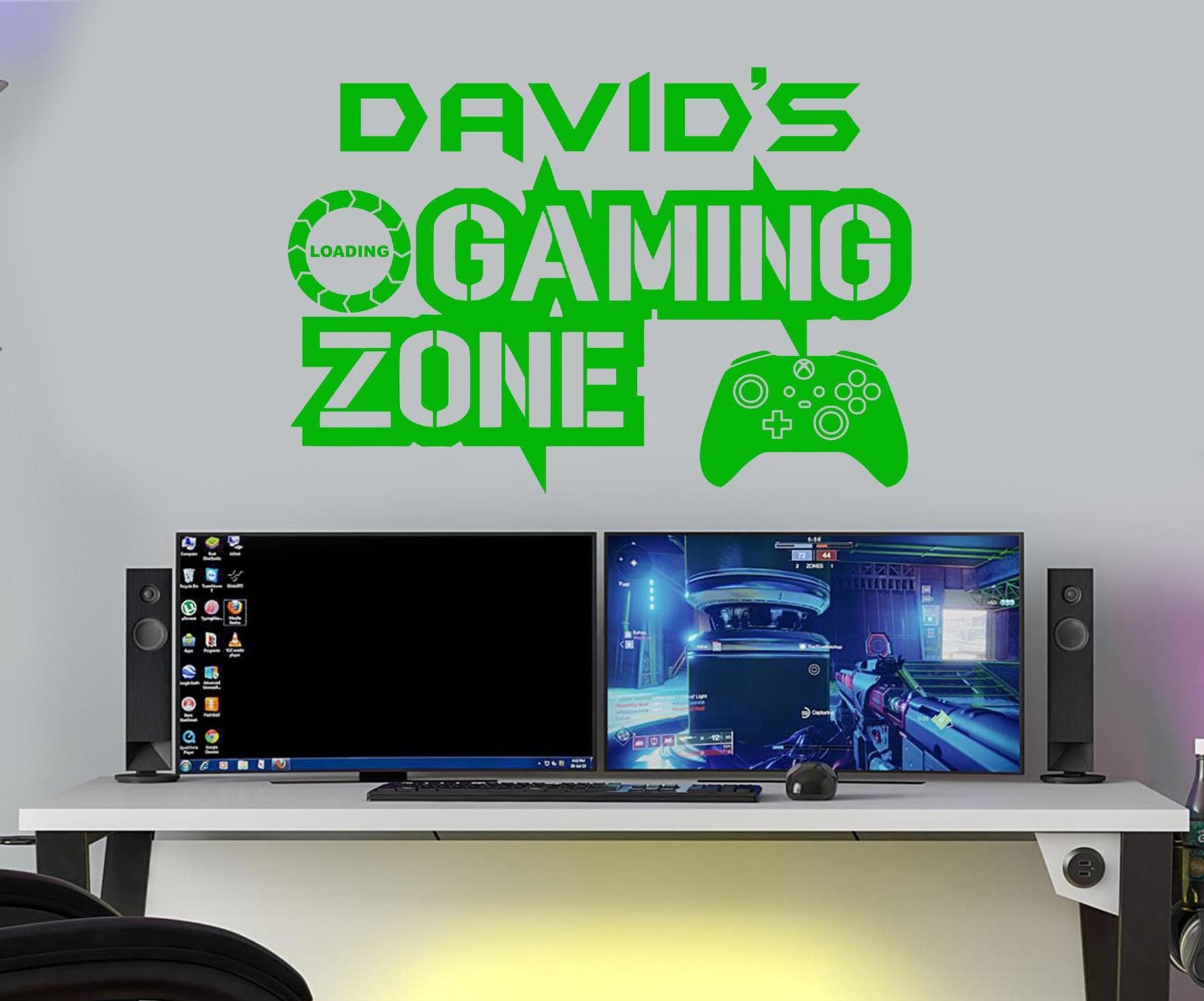 Personalised Gaming Zone Wall Decal | Controller, Loading Icon, Gamer Room Decor XBL1 - image 3