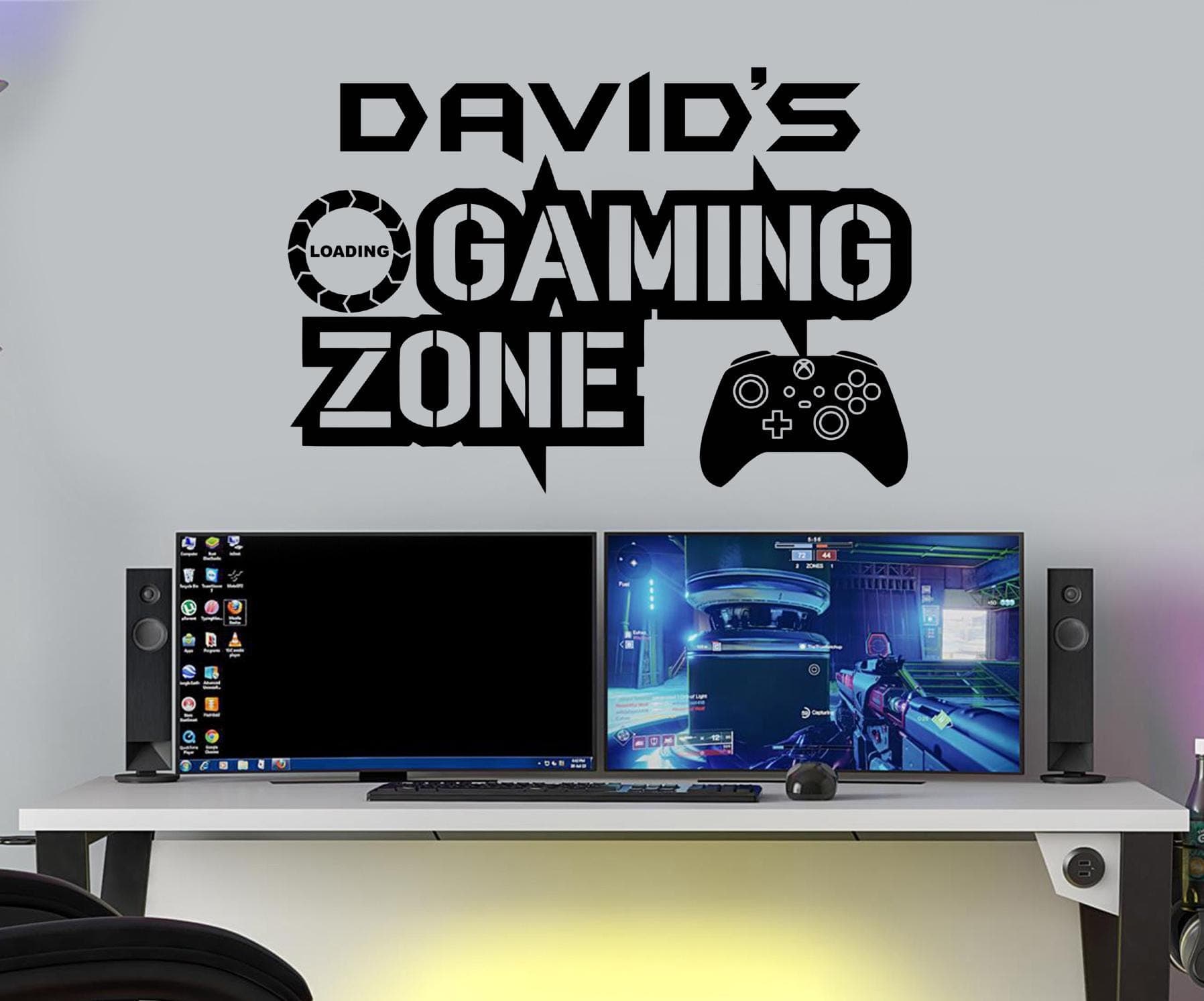 Personalised Gaming Zone Wall Decal | Controller, Loading Icon, Gamer Room Decor XBL1