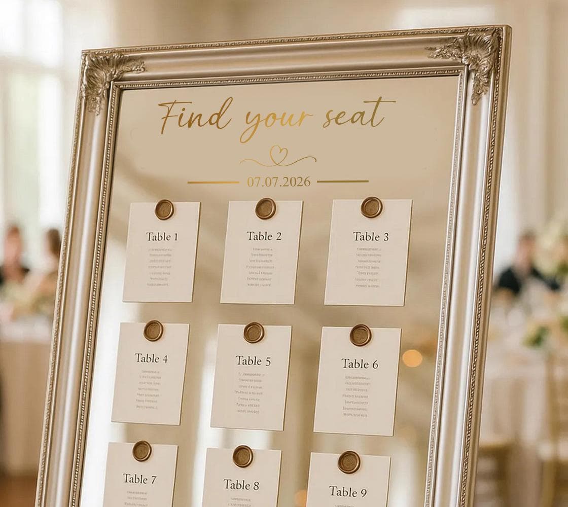 Wedding Seating Plan Mirror Decal, Custom Date Vinyl Sticker - image 4
