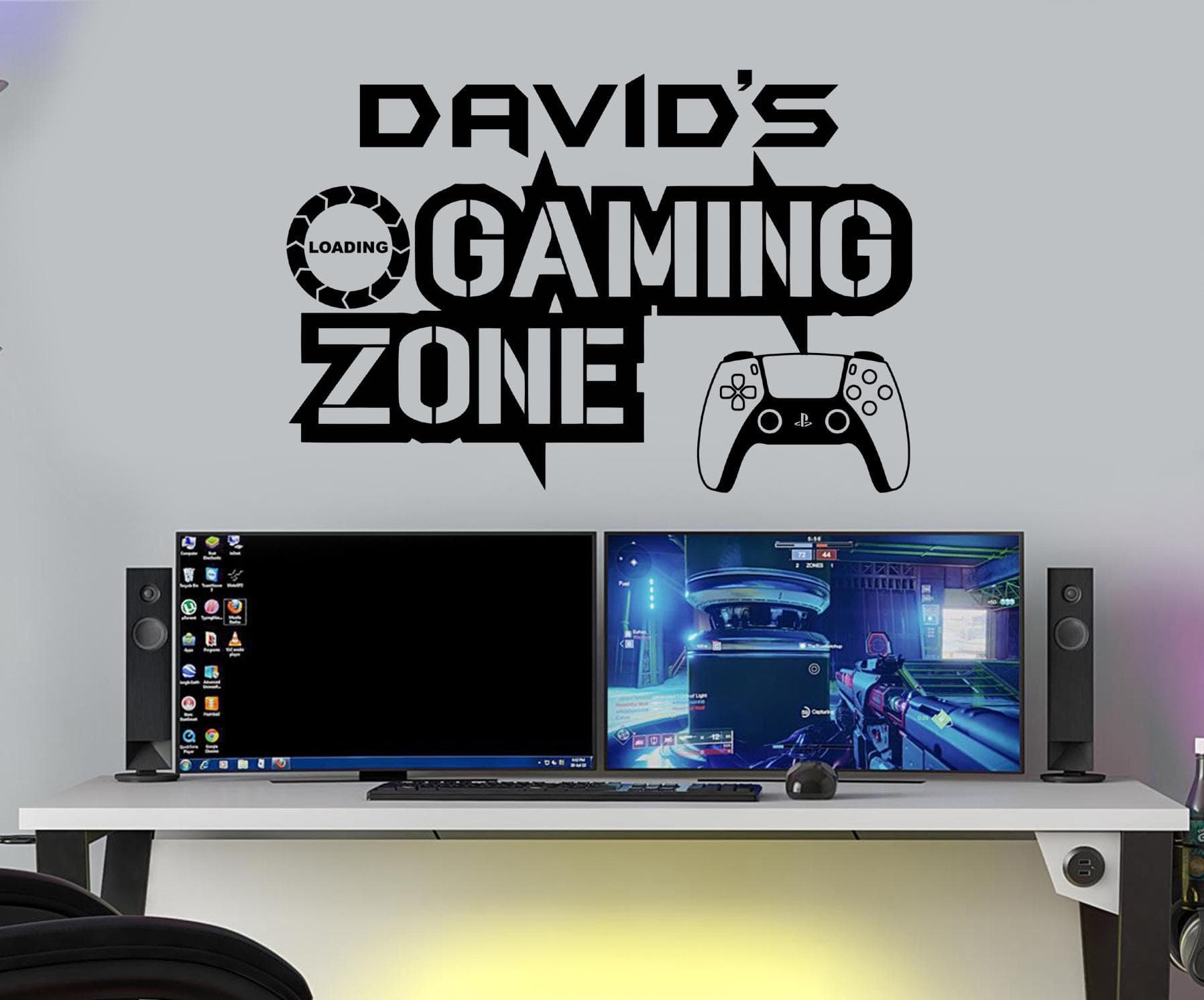 Personalised Gaming Zone Wall Decal | Controller, Loading Icon, Gamer Room Decor PSL1