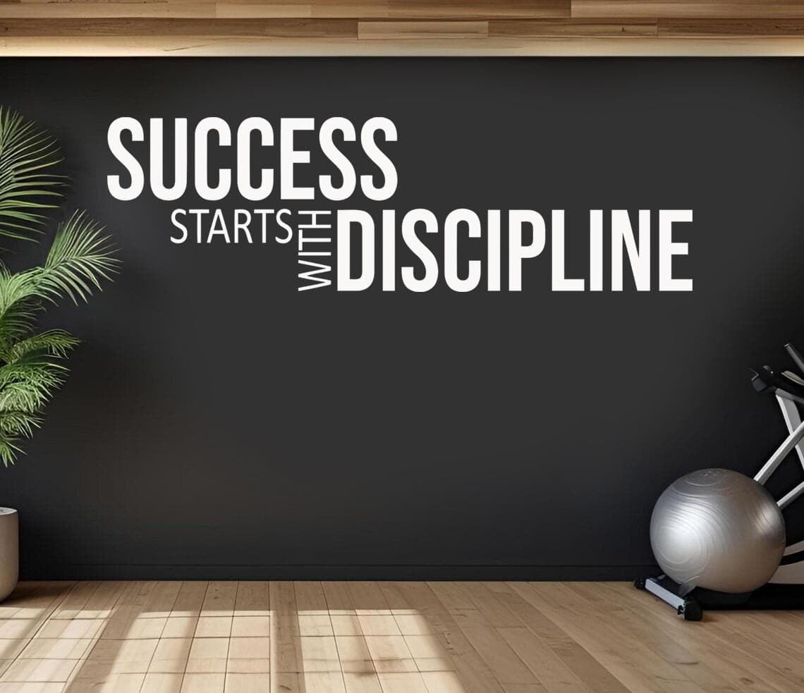 Success Starts With Discipline Wall Sticker | Gym Life Quote Decal | Motivational Fitness Wall Art | Home Gym Vinyl Decor | Inspiration - image 3
