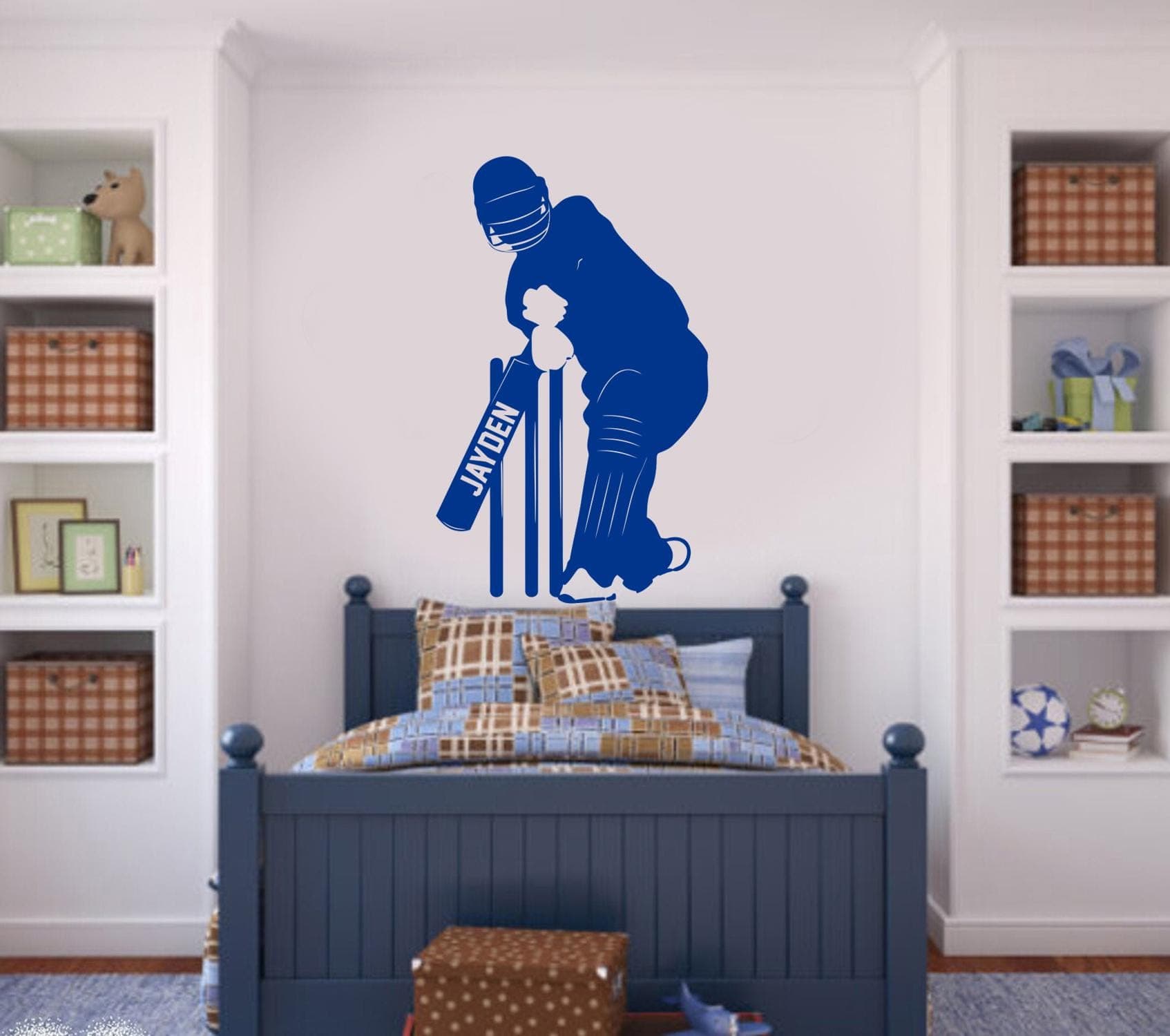 Personalised Cricket Wall Sticker | Custom Name Cricket Batsman Decal | Boys Bedroom Sports Wall Art | Cricket Player Vinyl Decor - image 3