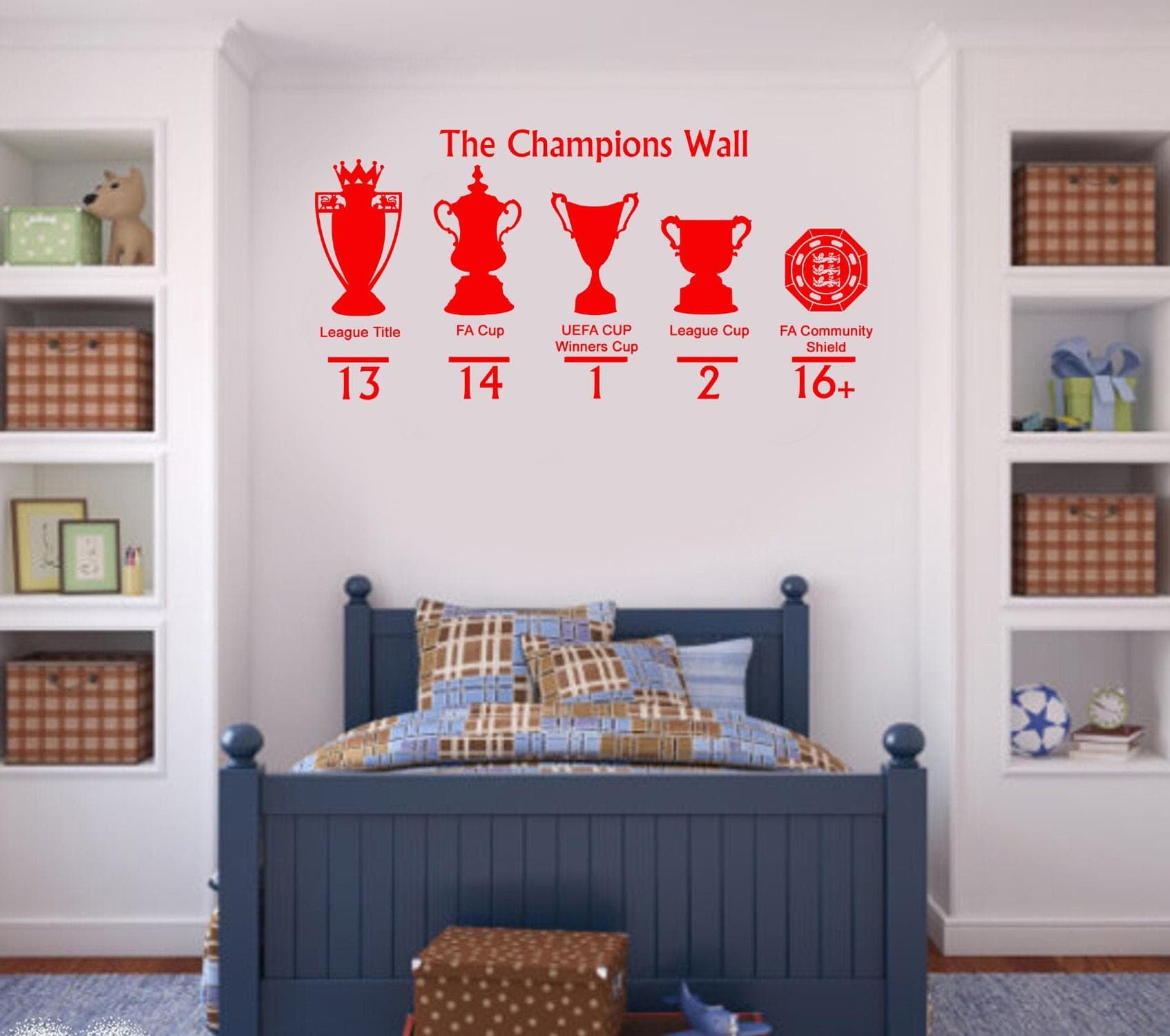 North London Red The Champions Wall Sticker | Football Trophy Wall Decal | Supporter Wall Art | Sports Bedroom Decor - image 4