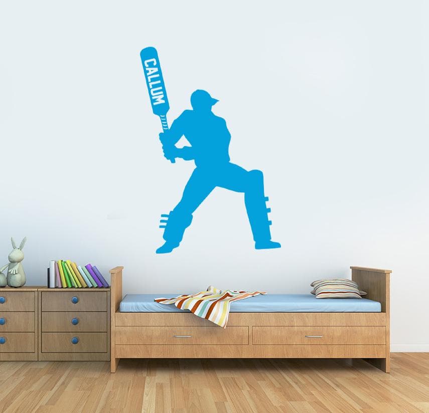 Personalised Cricket Wall Sticker | Custom Name Cricket Batsman Decal | Boys Bedroom Sports Wall Art | Cricket Player Vinyl Decor C1 - image 3