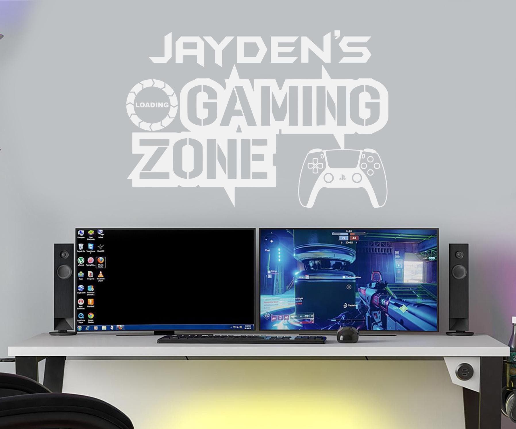 Personalised Gaming Zone Wall Decal | Controller, Loading Icon, Gamer Room Decor PSL1 - image 4