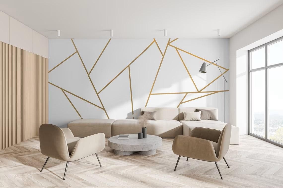 Modern Geometric Lines Wall Sticker | Minimalist Wall Art Decal | Abstract Line Design Home Decor