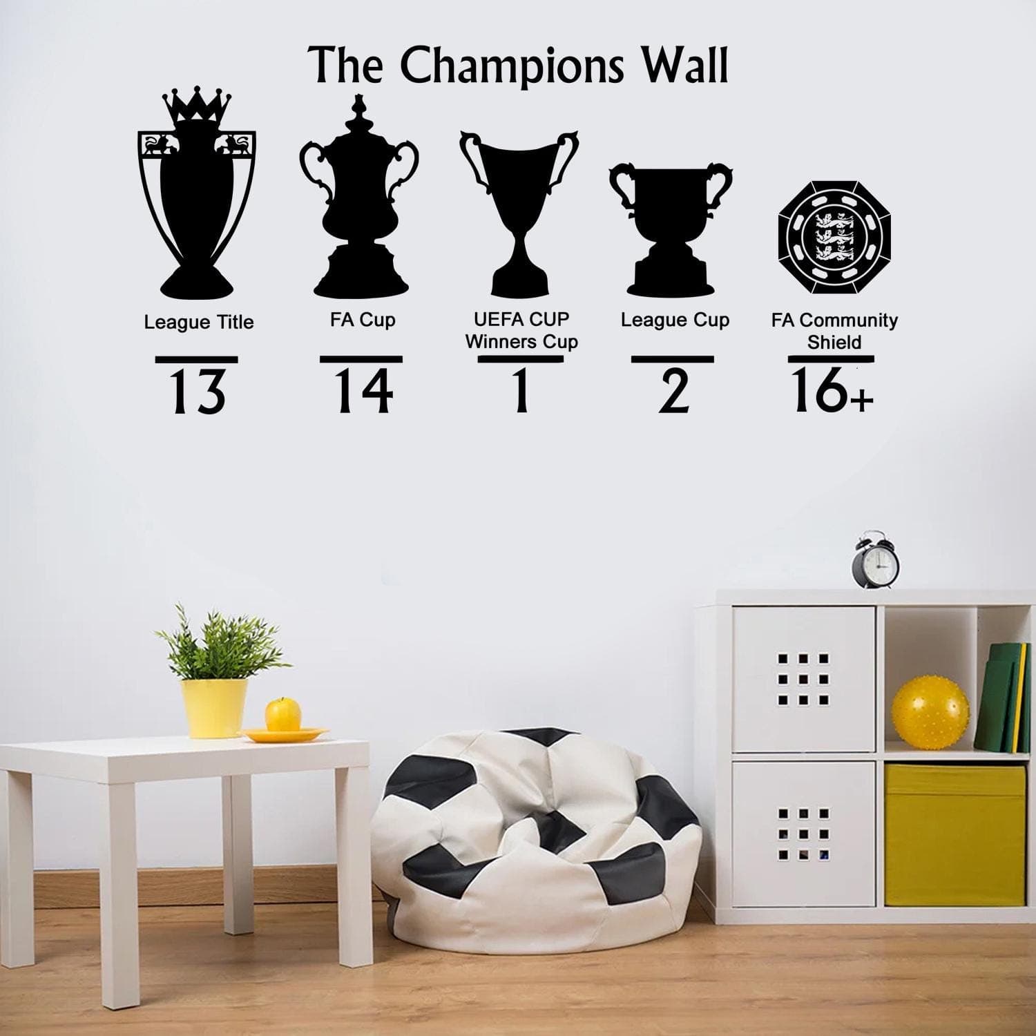 North London Red The Champions Wall Sticker | Football Trophy Wall Decal | Supporter Wall Art | Sports Bedroom Decor - image 3