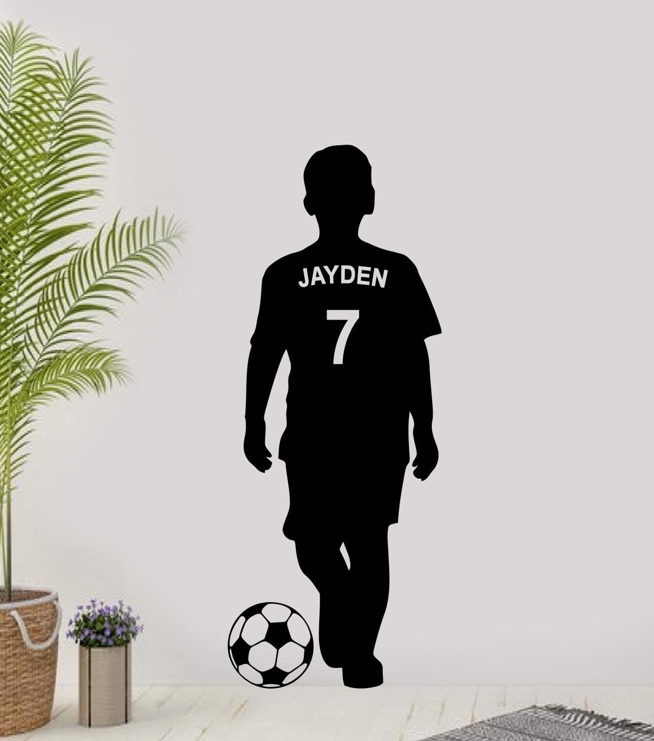 Personalised Football Wall Decal | Custom Name & Number, Kids Room Decor FB1