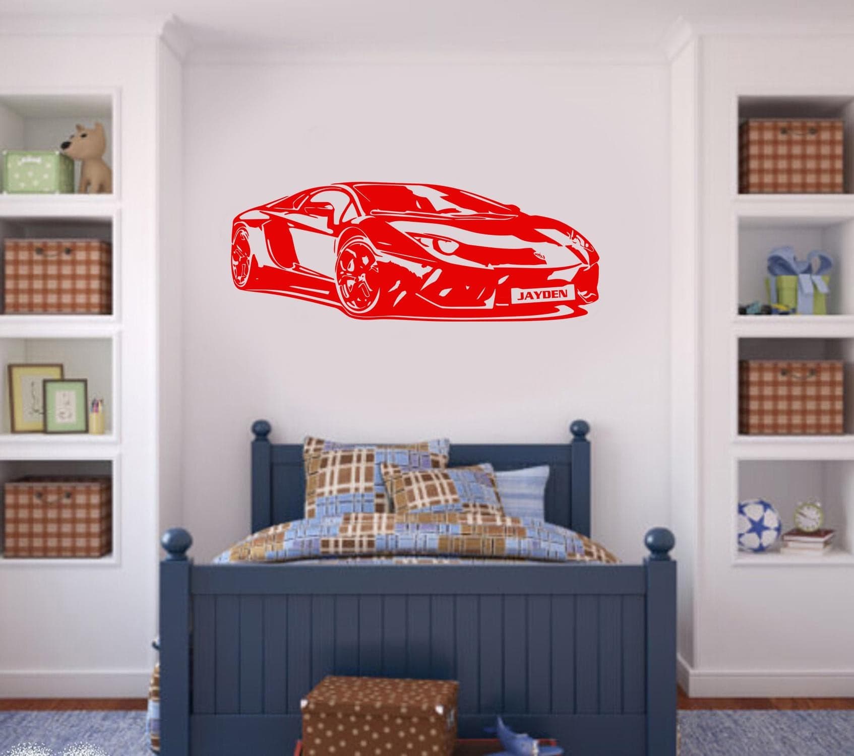 Personalised Supercar Vinyl Wall Decal – Custom Name Car Art for Kids LA - image 5
