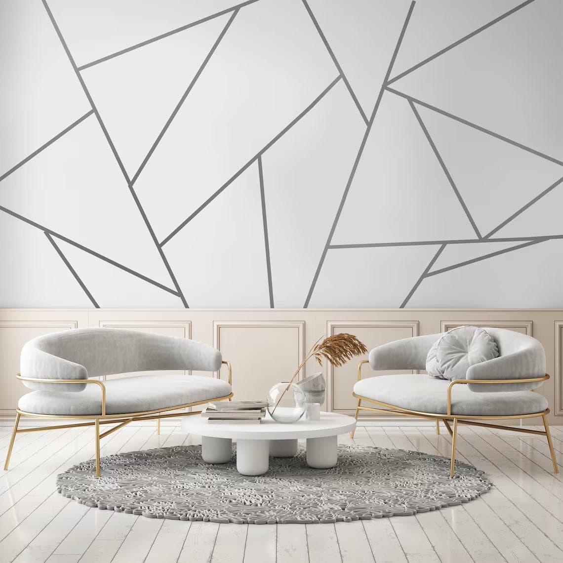 Modern Geometric Lines Wall Sticker | Minimalist Wall Art Decal | Abstract Line Design Home Decor - image 3