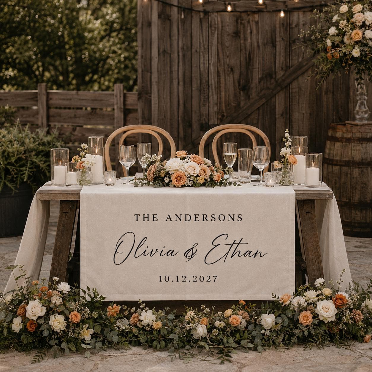 Personalized Wedding Table Banner, Sweetheart Table Sign, Custom Couple Names Reception Decor - image 4