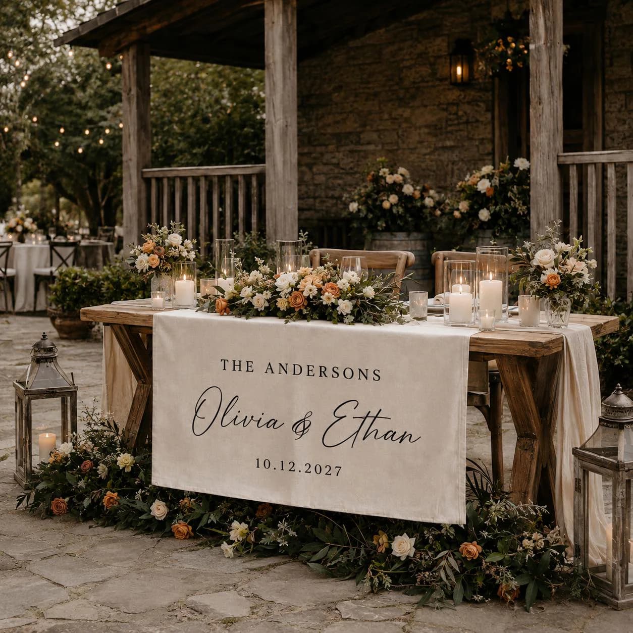 Personalized Wedding Table Banner, Sweetheart Table Sign, Custom Couple Names Reception Decor - image 3