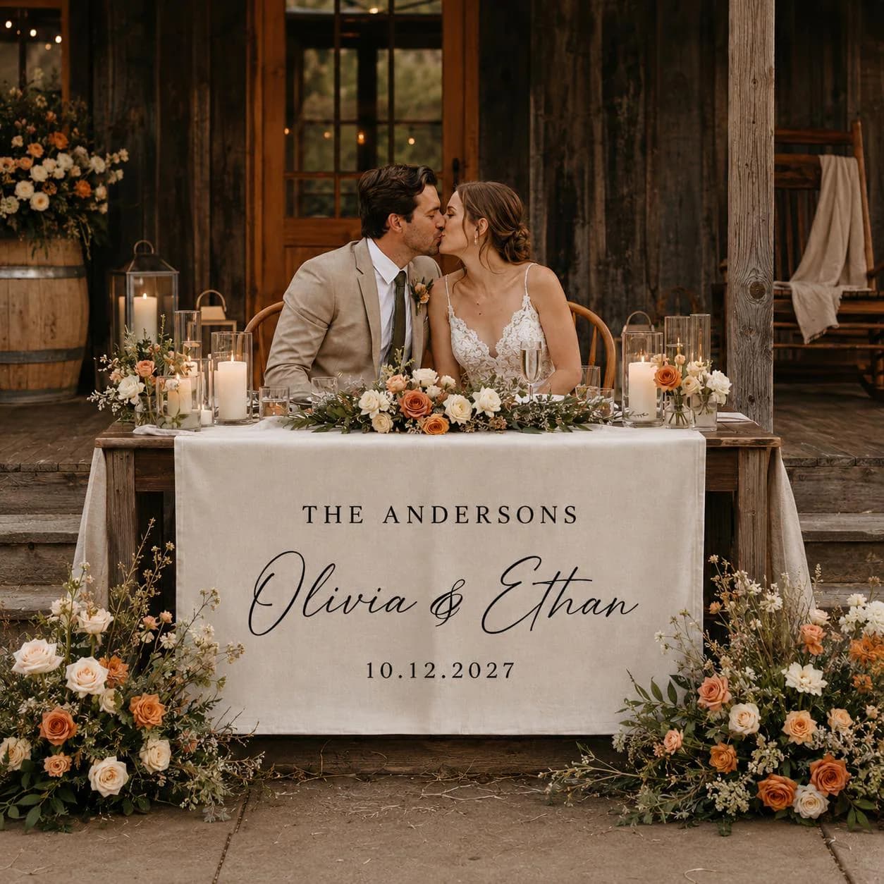 Personalized Wedding Table Banner, Sweetheart Table Sign, Custom Couple Names Reception Decor