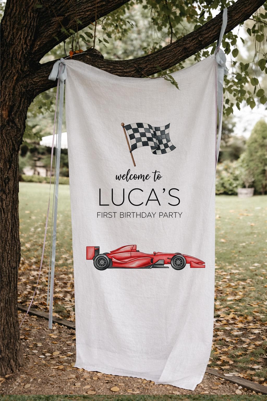 Race Car First Birthday Banner, Racing Birthday Backdrop, Boy 1st Birthday Party Decor, Custom Race Car Birthday Sign - image 4