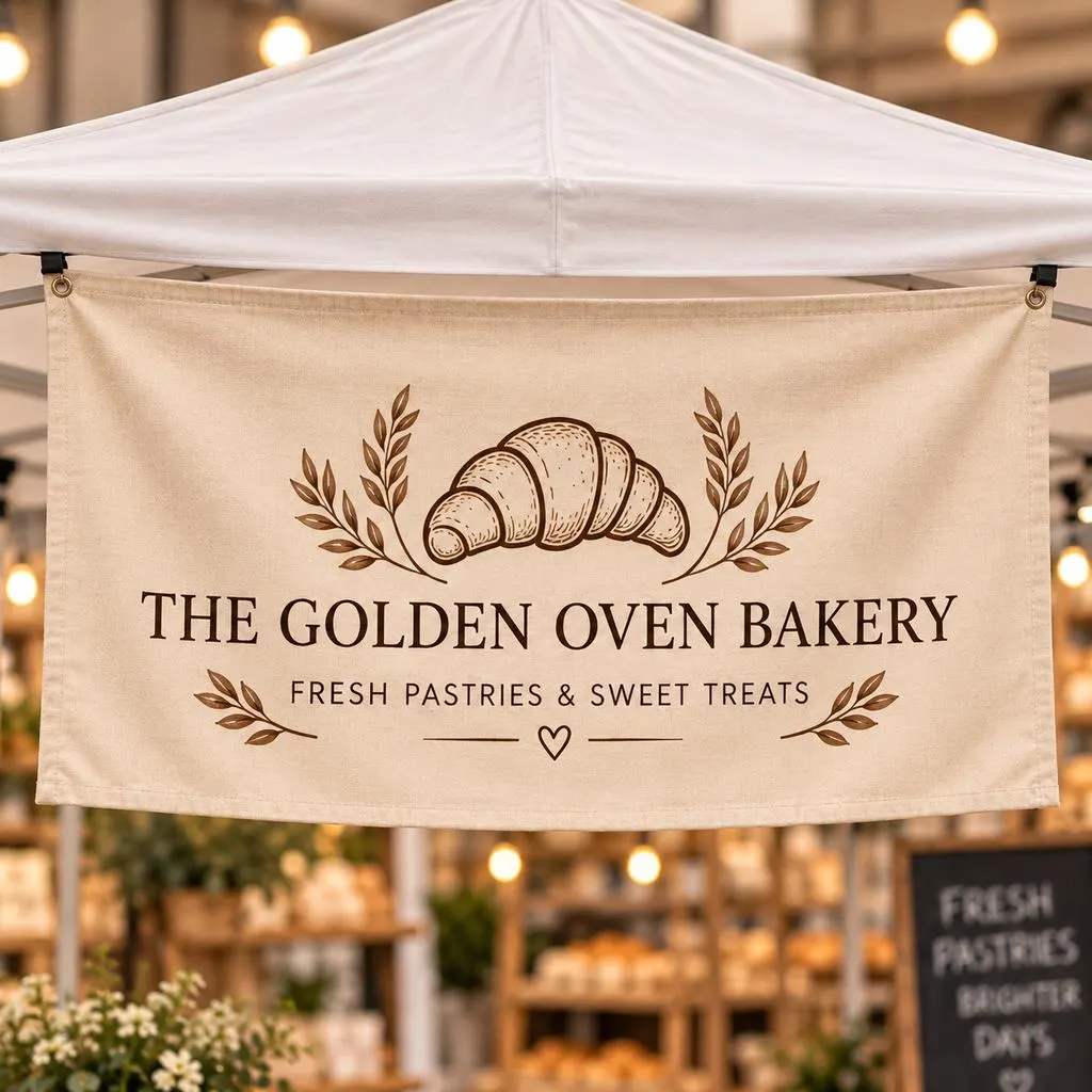 Custom Logo Table Runner for Bakery, Personalized Bakery Vendor Table Banner, Farmers Market & Craft Fair Booth Display - image 3