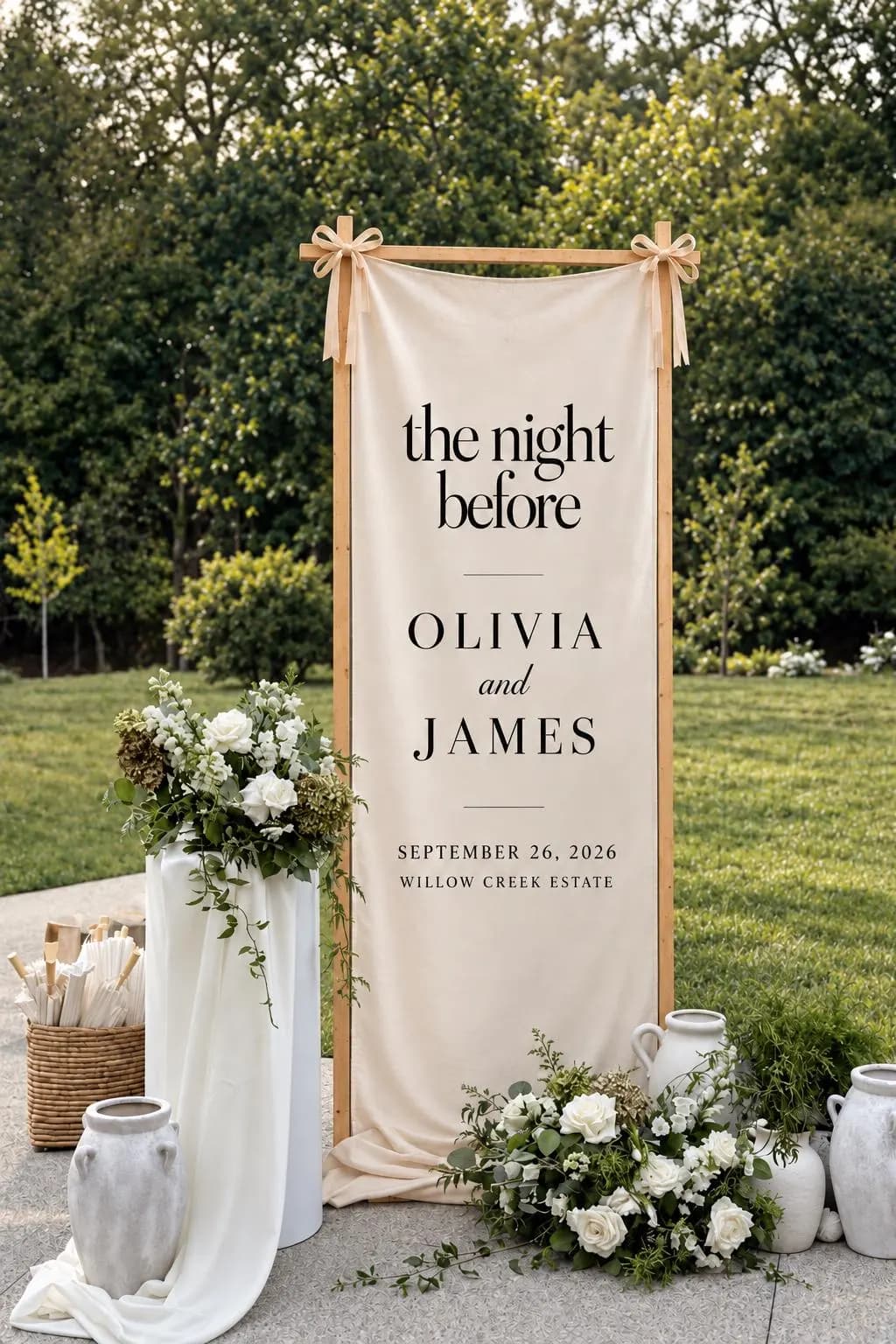 Personalized Wedding Welcome Party Banner, The Night Before Sign, Rehearsal Dinner Backdrop, Custom Wedding Weekend Decor