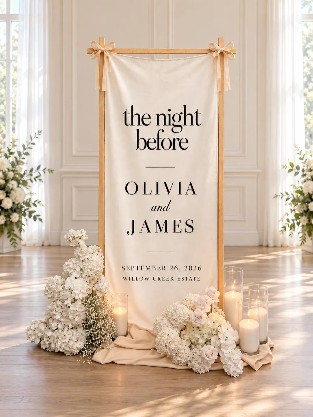 Personalized Wedding Welcome Party Banner, The Night Before Sign, Rehearsal Dinner Backdrop, Custom Wedding Weekend Decor - image 3