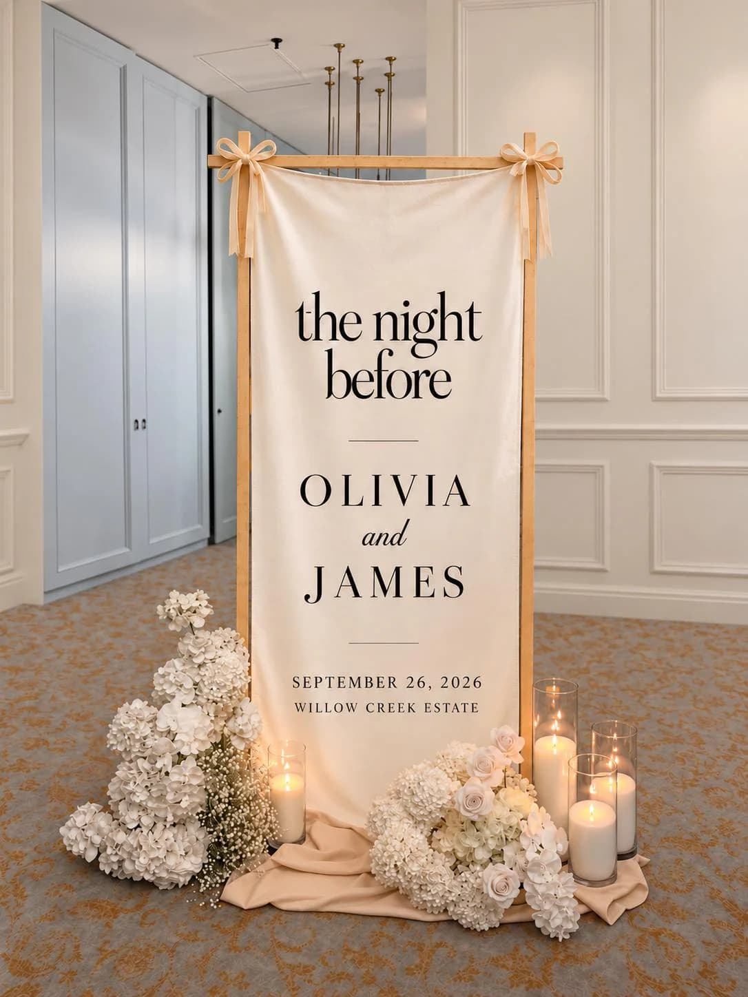Personalized Wedding Welcome Party Banner, The Night Before Sign, Rehearsal Dinner Backdrop, Custom Wedding Weekend Decor - image 4