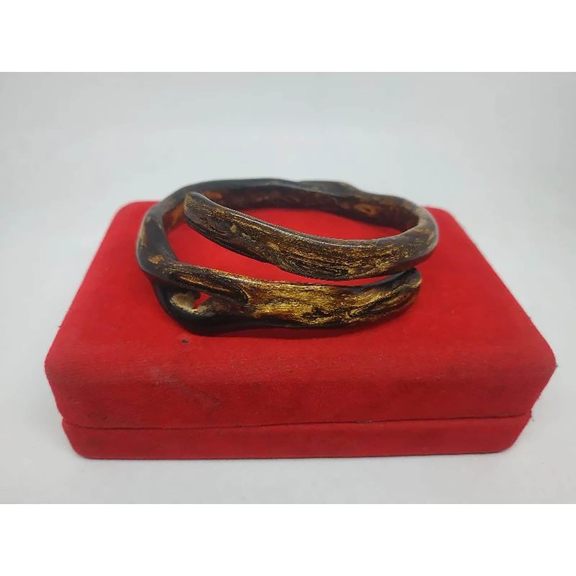 Brahma Batik Black Coral Bangle | Gold Fiber Indonesian Bracelet - image 3