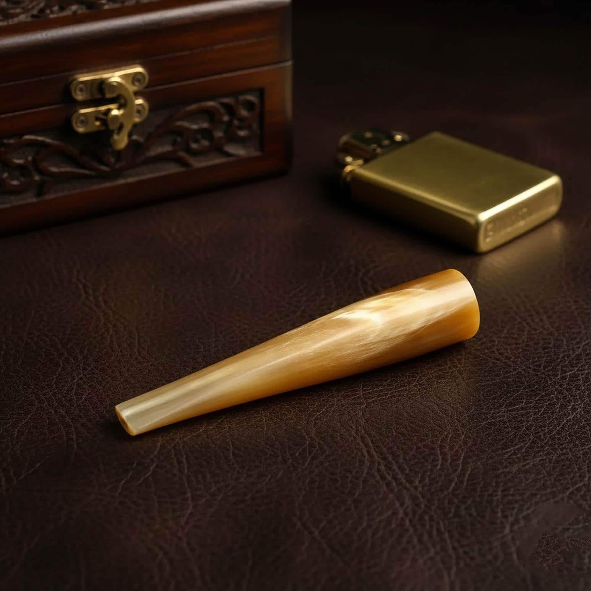 Handcrafted Albino Buffalo Horn Cigarette Holder  | Genuine Hand-Carved Organic Smoking Accessory | Polished Buffalo Horn Stem - image 4