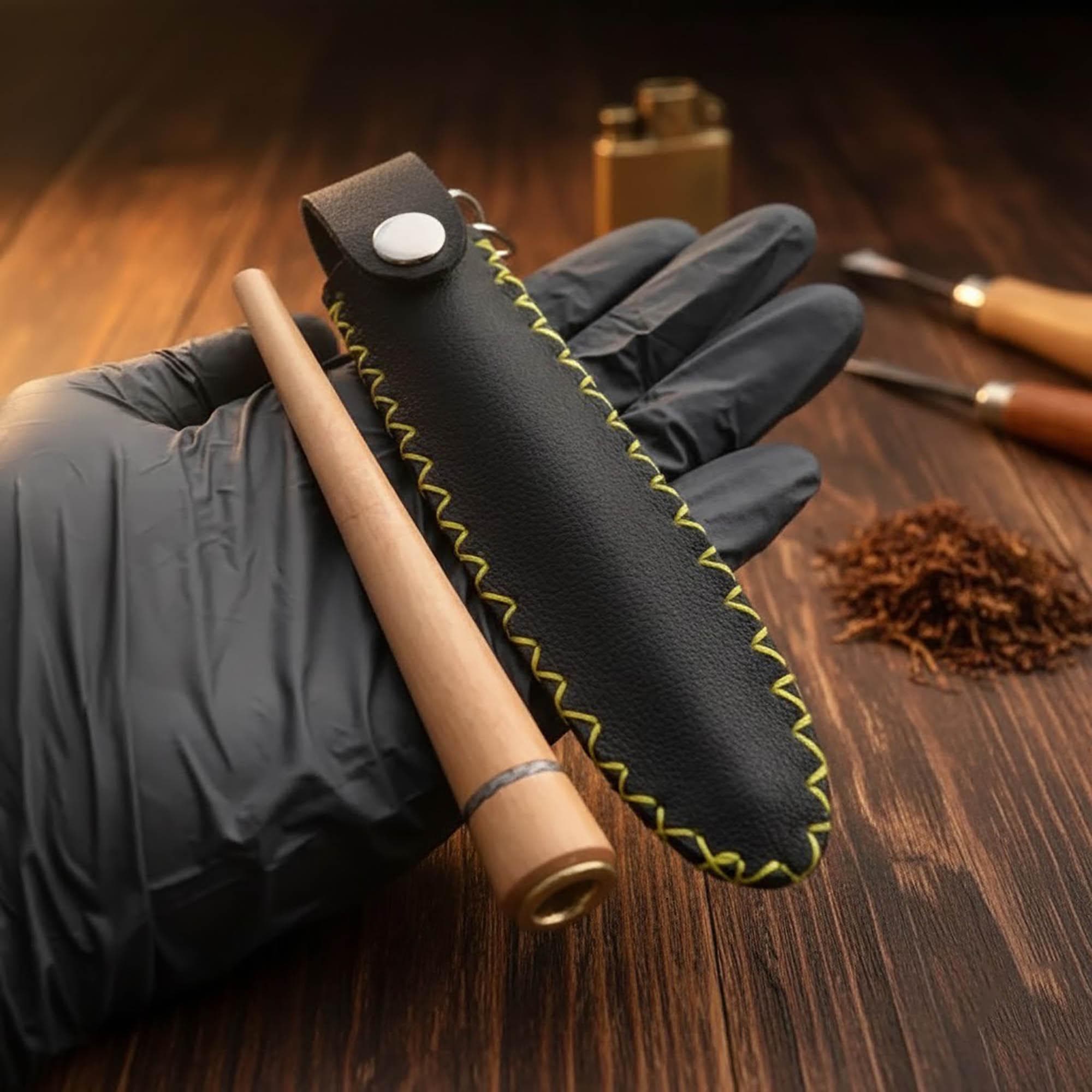 Personalized Exotic Wood Smoking Pipe Set | Handcrafted Indonesian Hardwood Once Pipe with Genuine Leather Sleeve | - image 5