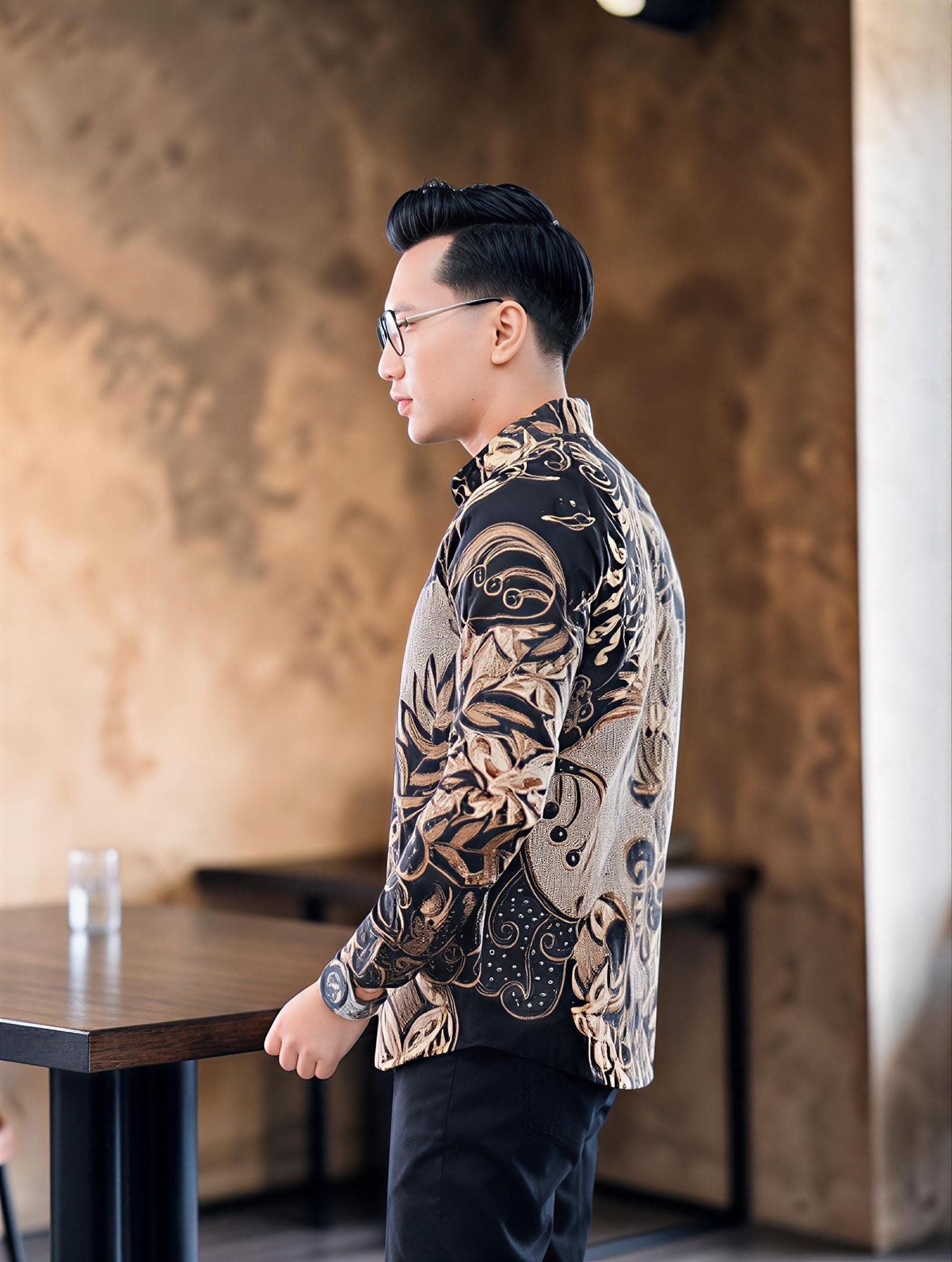 Men's Batik Shirt – Cotton, Slim Fit, Long Sleeve, Traditional Indonesian Style - image 5